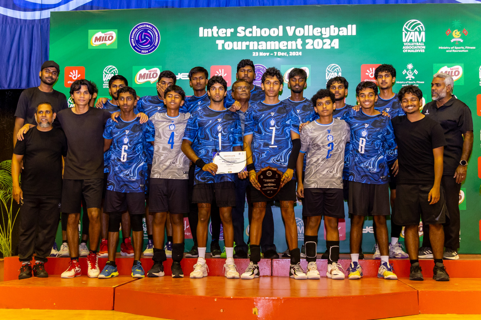 Finals of Interschool Volleyball Tournament 2024 was held in Social Center at Male', Maldives on Friday, 6th December 2024. Photos: Nausham Waheed / images.mv