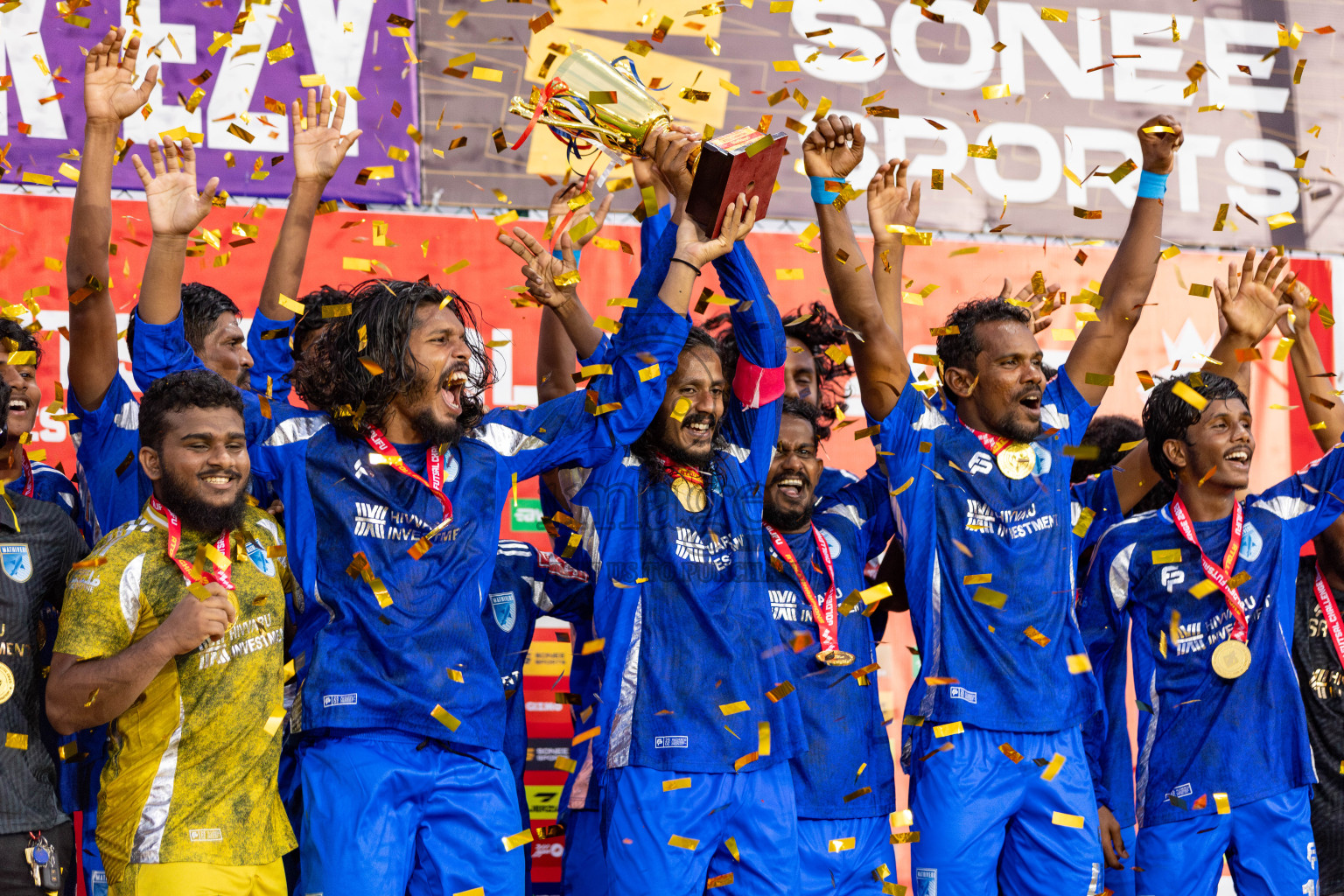 AA. Mathiveri VS AA. Thoddoo in Atoll Round Final on Day 20 of Golden Futsal Challenge 2025 was held on Friday, 24 January 2025, in Hulhumale', Maldives. 
Photos: Hassan Simah / images.mv