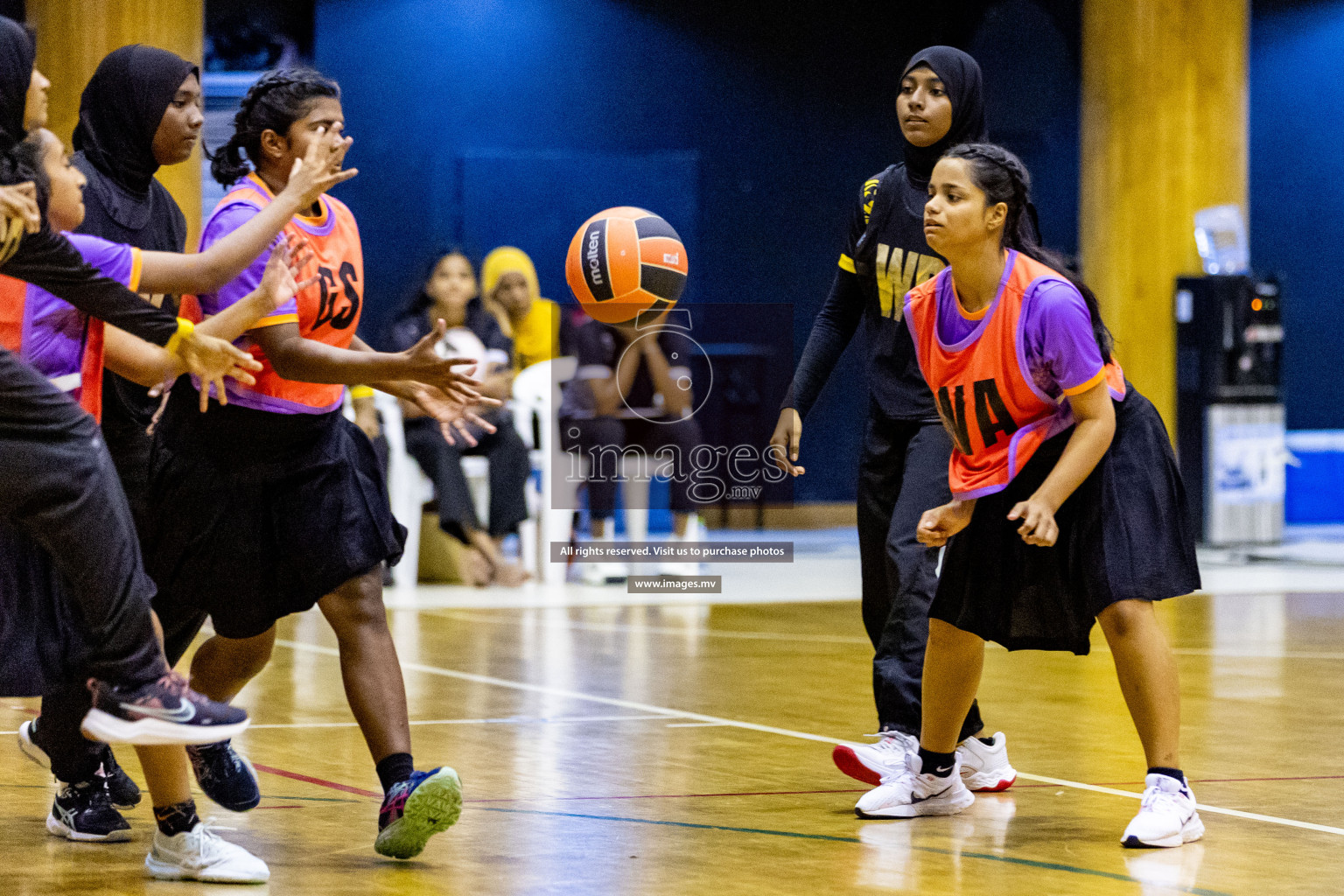 Day 9 of 24th Interschool Netball Tournament 2023 was held in Social Center, Male', Maldives on 4th November 2023. Photos: Hassan Simah / images.mv