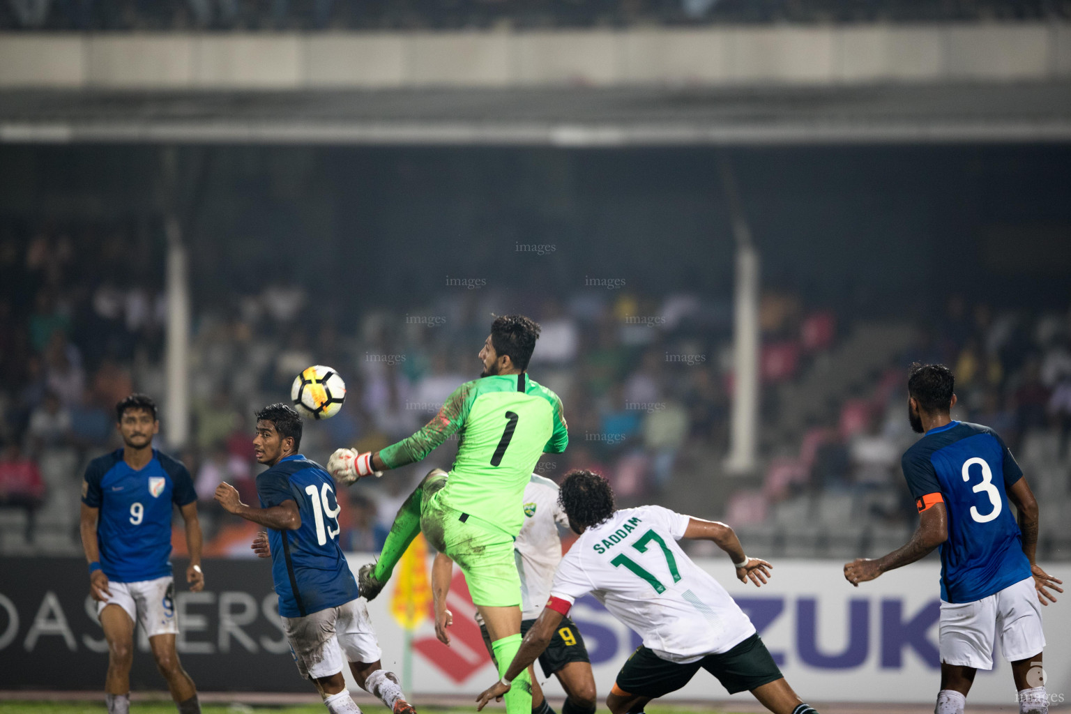 India vs Pakistan in SAFF Suzuki Cup 2018 semifinals in Dhaka, Bangladesh, Wednesday, September 12, 2018. (Images.mv Photo/Hussain Sinan)