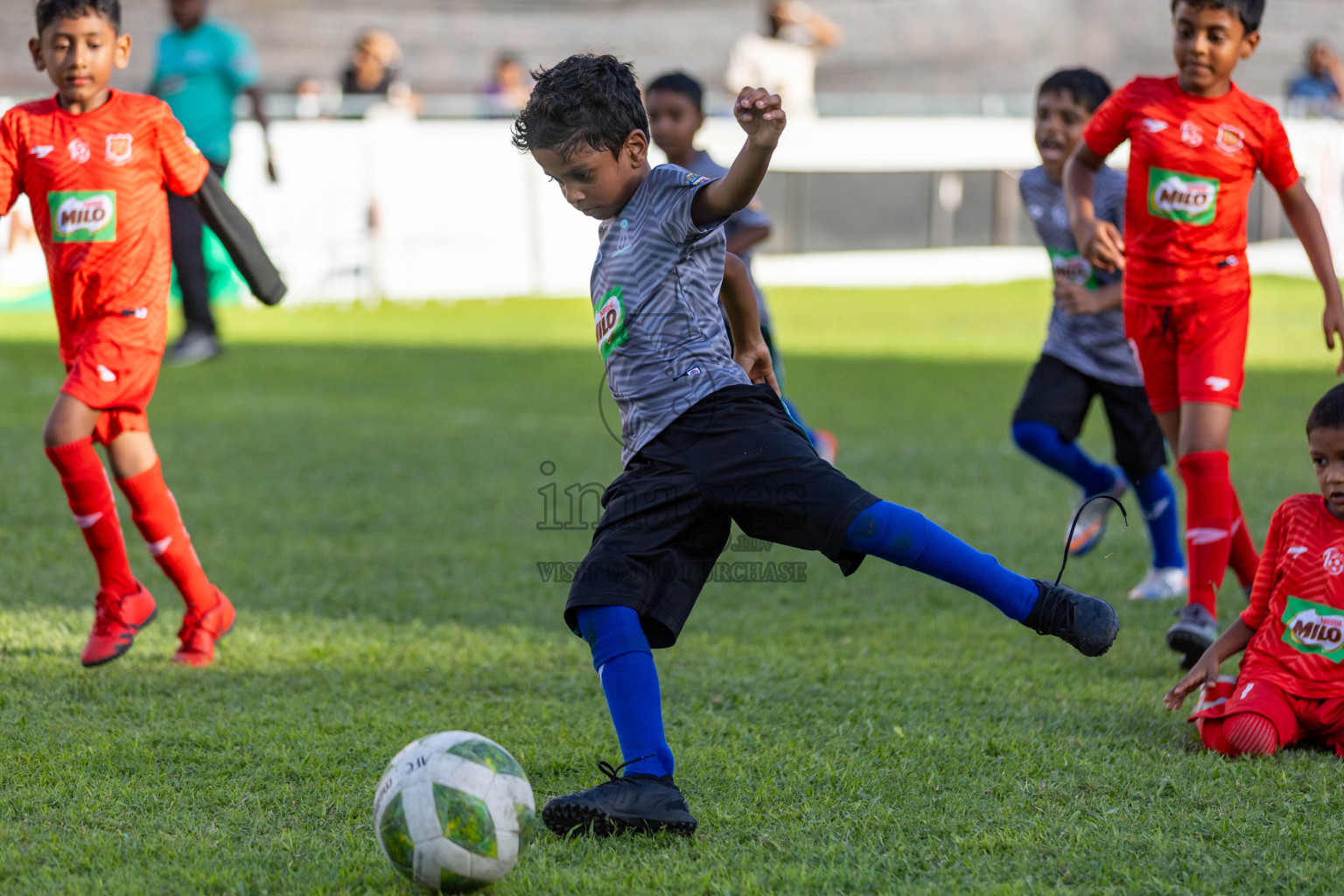 Day 1 of MILO Kids Football Fiesta was held at National Stadium in Male', Maldives on Friday, 23rd February 2024. Photos: Hassan Simah / images.mv