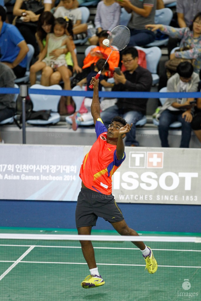 Maldivian Badminton team in Asian Games 2014 in Incheon, South Korea (Images.mv Photo/ Hussain Sinan).