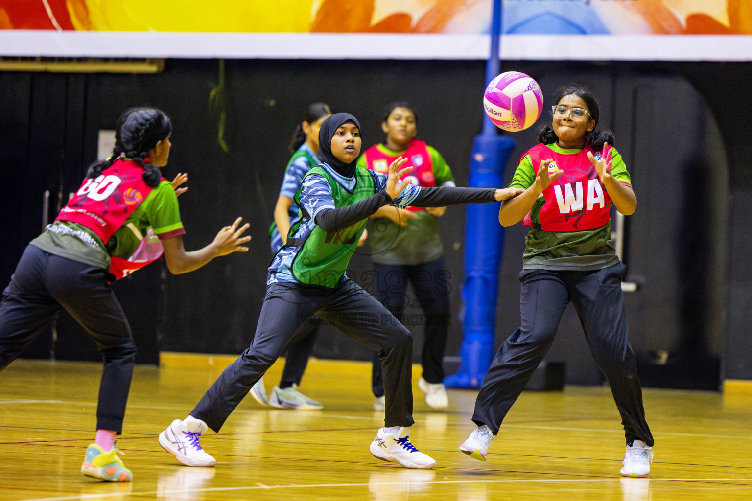 Fiontti Sports Club vs High Flyers U13 Finals of 3rd Netball Junior Championship, held at Social Center on Saturday, 25th January 2025 . Photos: Nausham Waheed / images.mv