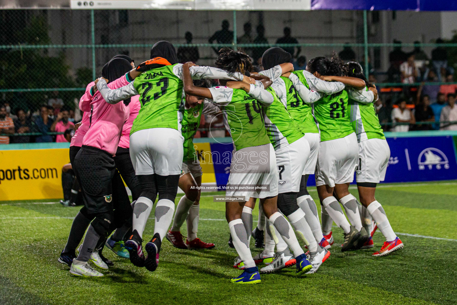 Club WAMCO vs DSC in the Semi Finals of 18/30 Women's Futsal Fiesta 2021 held in Hulhumale, Maldives on 14th December 2021. Photos: Shu Abdul Sattar / images.mv