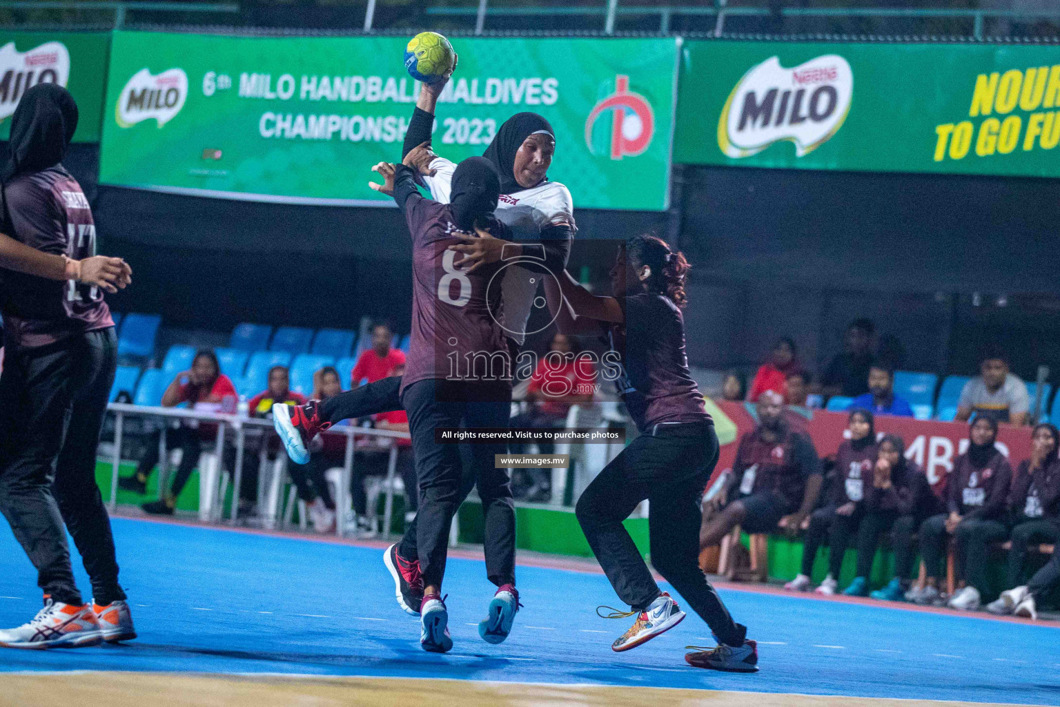 Women's Division Semi Finals of 6th MILO Handball Maldives Championship 2023 was held in National  Handball Ground, Male', Maldives on 8th June 2023 Photos: Hassan Simah / images.mv
