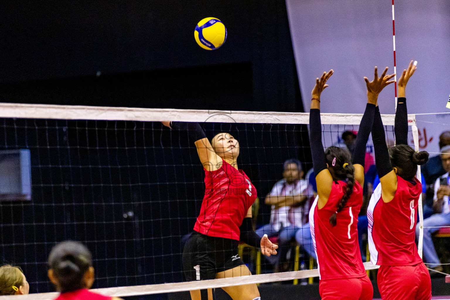 Nepal vs Kyrgyzstan in Day 2 of CAVA U20 Woman's Volleyball Championship 2024 was held in Social Center, Male', Maldives on 19th July 2024. Photos: Nausham Waheed / images.mv