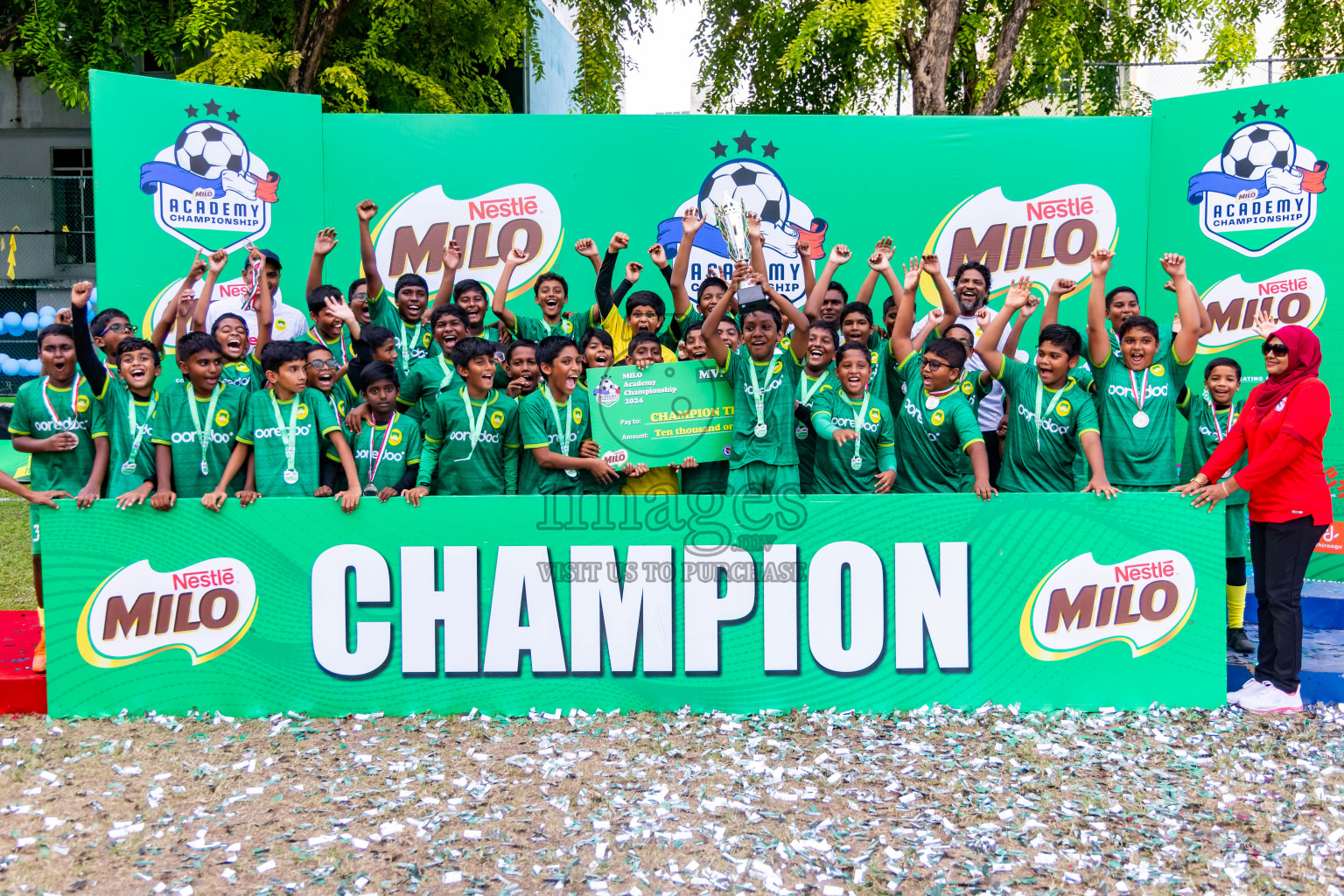 Day 4 of MILO Academy Championship 2024 - U12 was held at Henveiru Grounds in Male', Maldives on Sunday, 7th July 2024. Photos: Nausham Waheed / images.mv