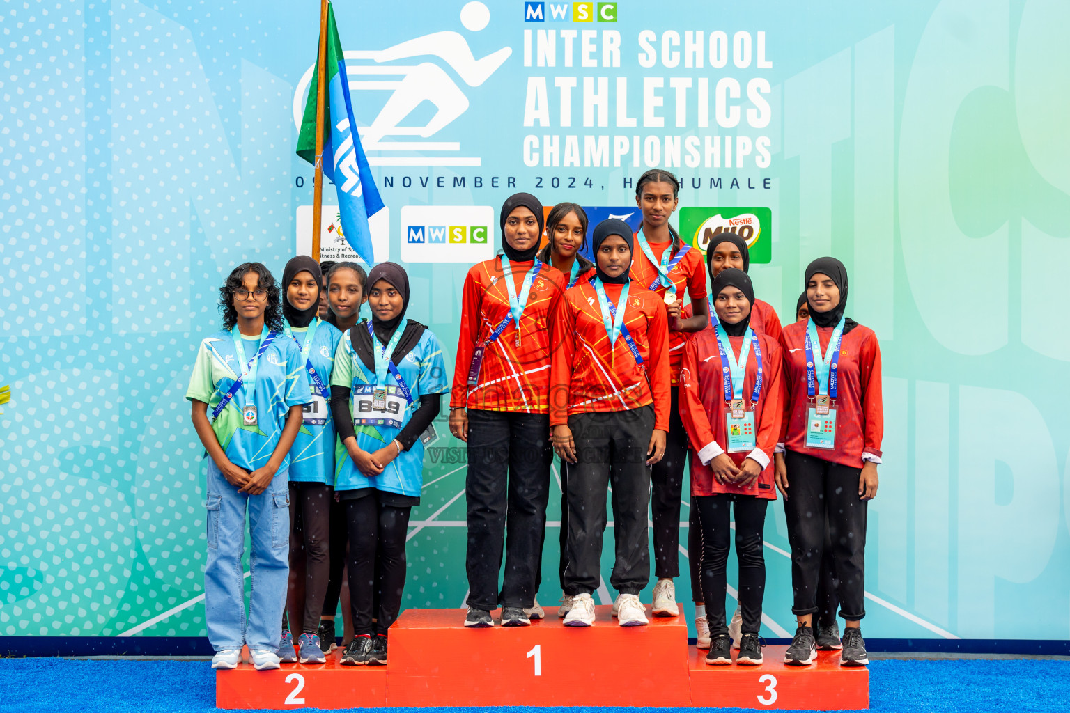 Day 6 of MWSC Interschool Athletics Championships 2024 held in Hulhumale Running Track, Hulhumale, Maldives on Thursday, 14th November 2024. Photos by: Nausham Waheed / Images.mv