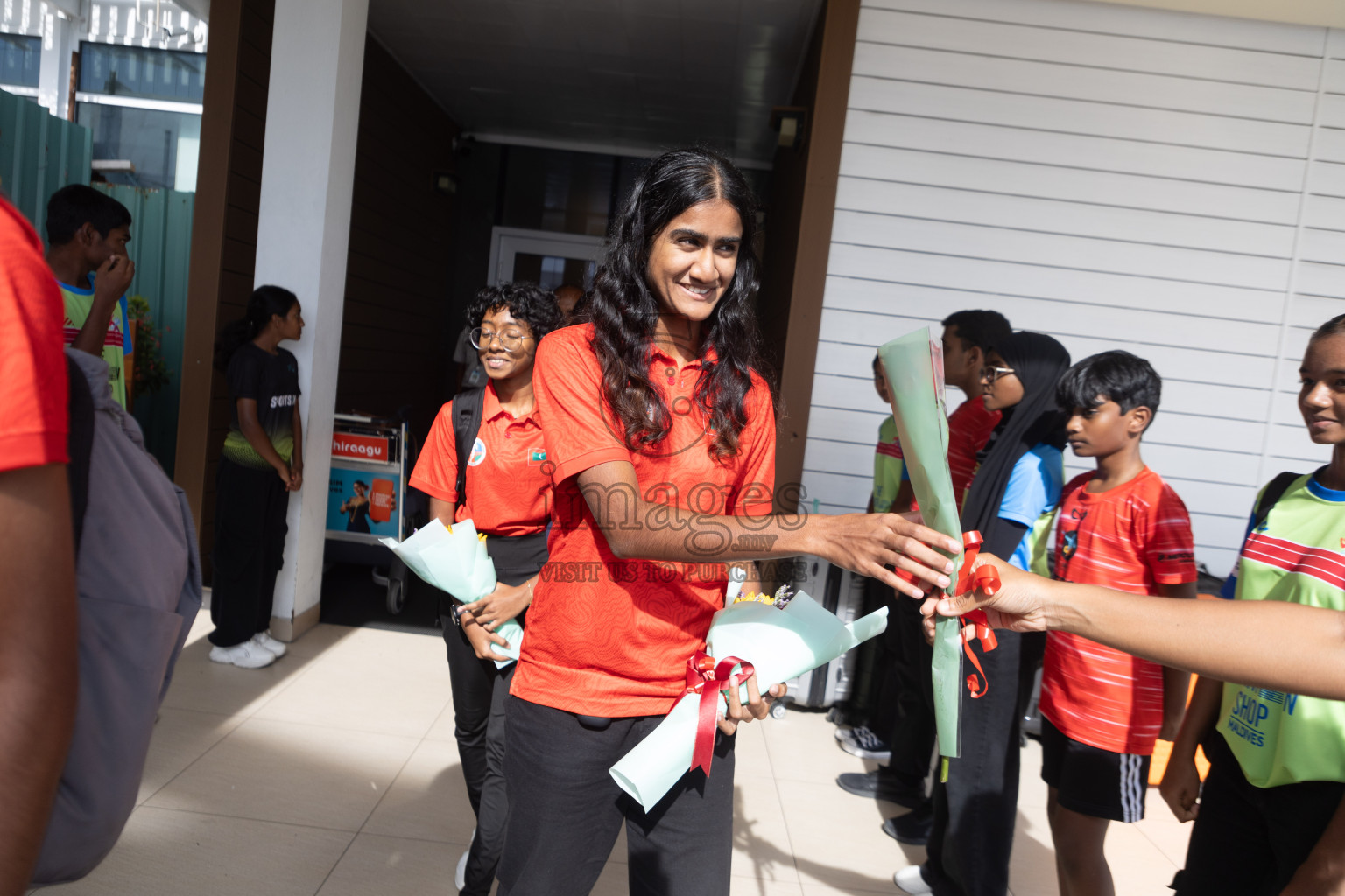 Arrival of Junior athletics team after 4th South Asian Junior Athletics Championship. Both Junior Men and Women's team won Bronze from 4x100m Relay event. 
Photos: Ismail Thoriq / images.mv