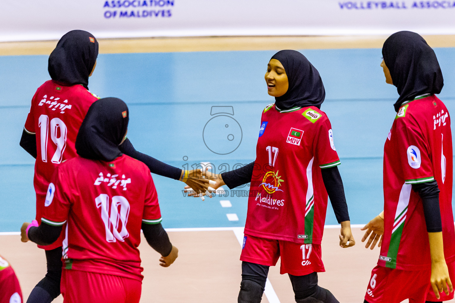 Sri Lanka vs Maldives in Semi Final of CAVA U20 Woman's Volleyball Championship 2024 was held in Social Center, Male', Maldives on 22nd July 2024. Photos: Nausham Waheed / images.mv