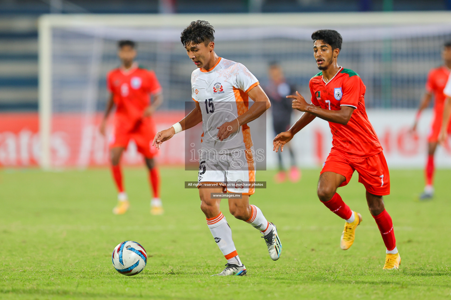 Bhutan vs Bangladesh in SAFF Championship 2023 held in Sree Kanteerava Stadium, Bengaluru, India, on Wednesday, 28th June 2023. Photos: Nausham Waheed, Hassan Simah / images.mv