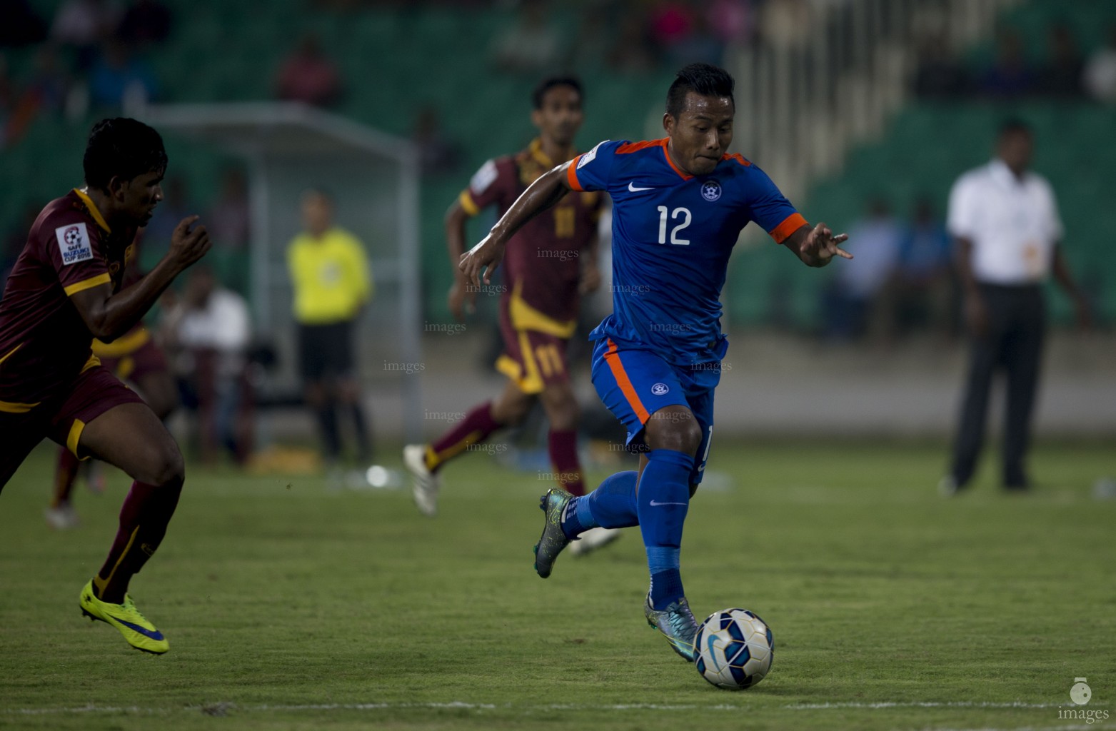 India is playing against Sri Lanka in the Group A match of SAFF Suzuki Cup 2015 on Friday, December 25th, 2015.(Images.mv Photo: Mohamed Ahsan)