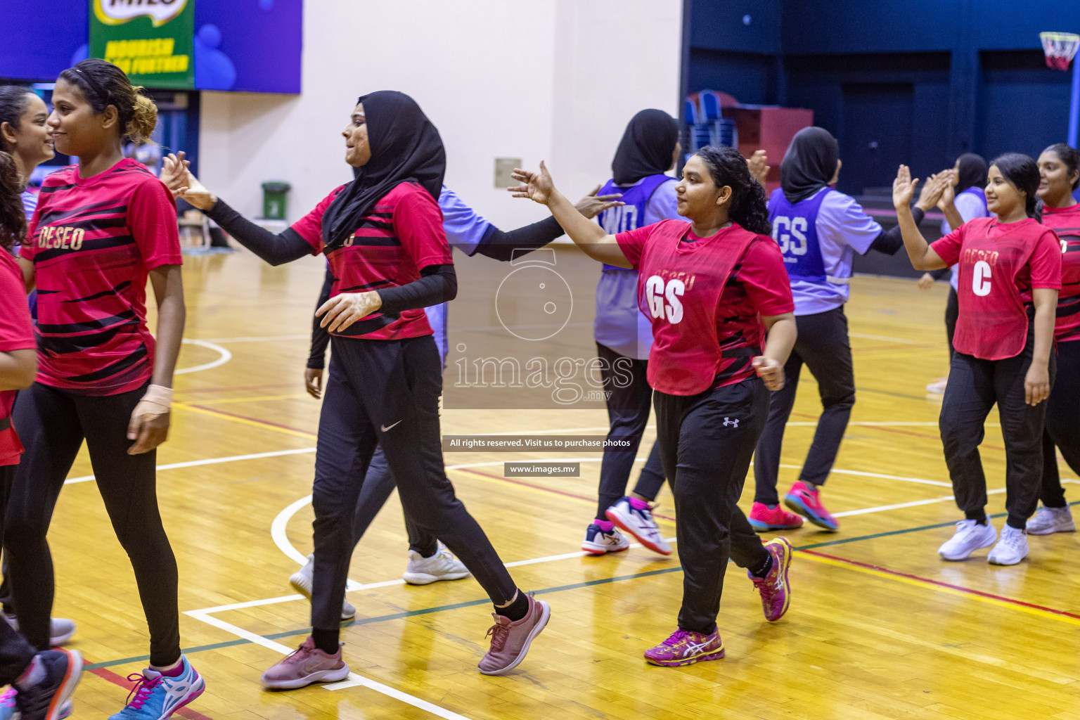 Lorenzo Sports Club vs Vyansa in the Milo National Netball Tournament 2022 on 18 July 2022, held in Social Center, Male', Maldives. Photographer: Shuu, Hassan Simah / Images.mv