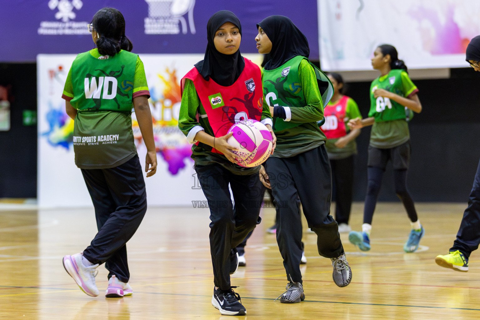 FIONTI Sports Club vs FIONTI Sports Academy  (U13) in Day 1 of 3rd Junior Championship - Netball association of Maldives, held at Social Center on 19th January 2025 . Photos by Shuu Abdul Sattar / Images.mv