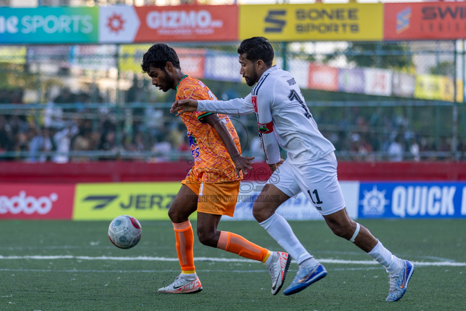 GA Dhaandhoo vs GA Maamendhoo in Day 5 of Golden Futsal Challenge 2024 was held on Friday, 19th January 2024, in Hulhumale', Maldives Photos: Mohamed Mahfooz Moosa / images.mv