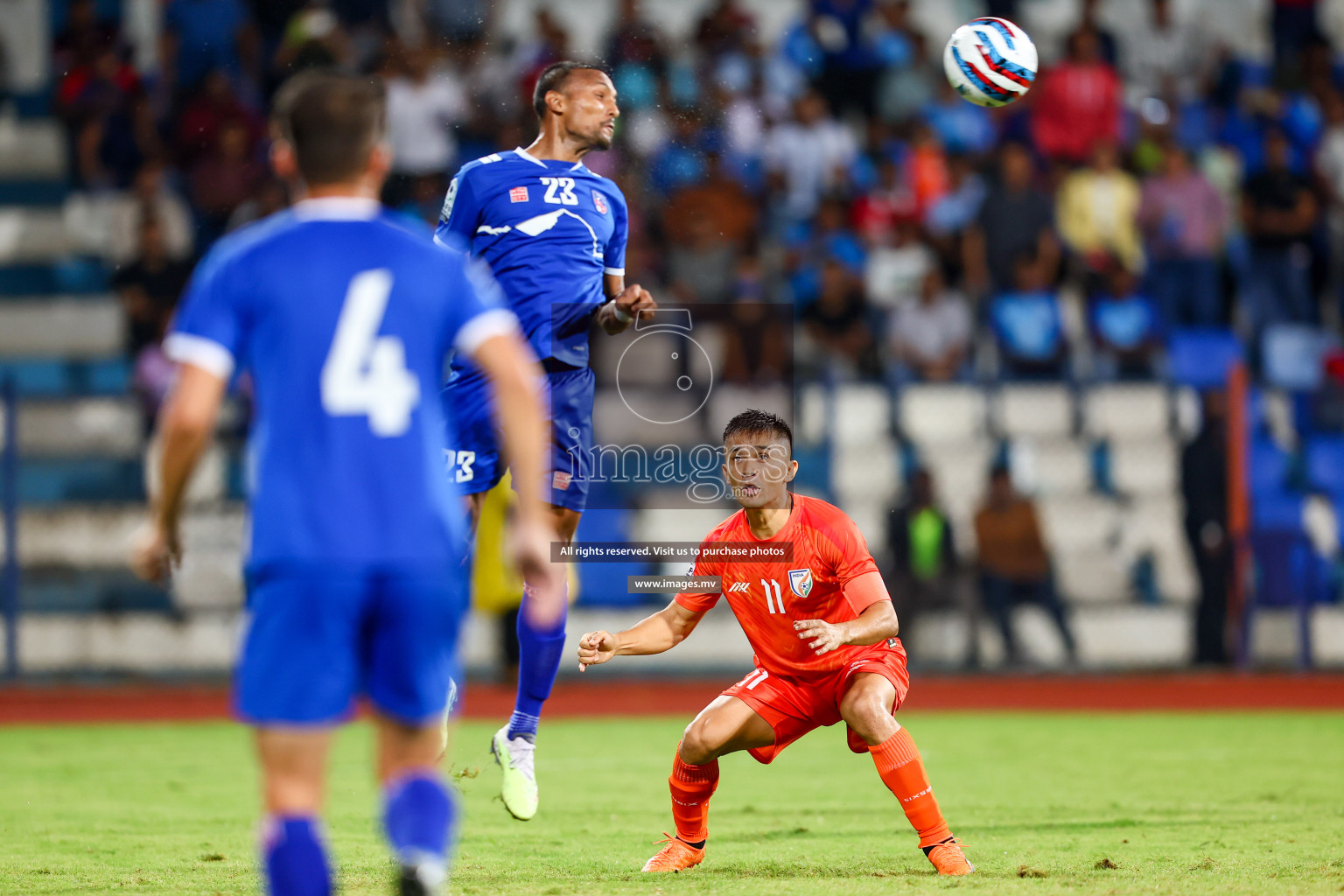 Nepal vs India in SAFF Championship 2023 held in Sree Kanteerava Stadium, Bengaluru, India, on Saturday, 24th June 2023. Photos: Nausham Waheed, Hassan Simah / images.mv