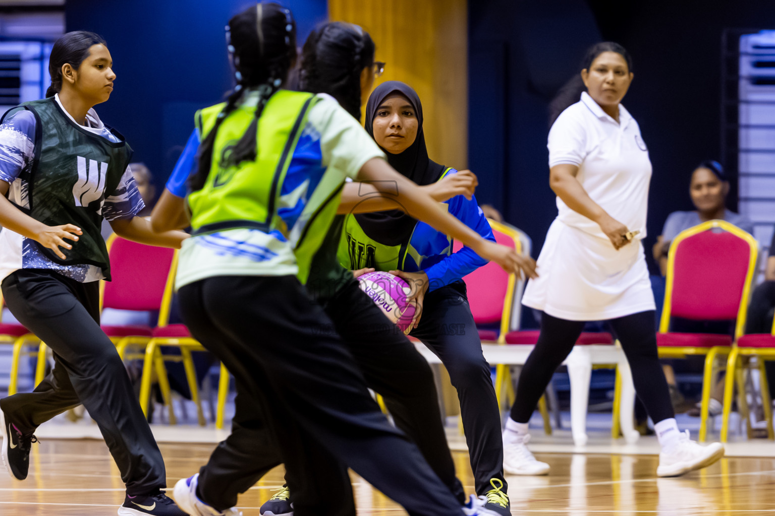 SC Skylark vs United Unity SC in Day 4 of 24th Milo Netball Association Championship held in Social Center at Male', Maldives on Thursday, 4th September 2025. Photos: Nausham Waheed / images.mv
