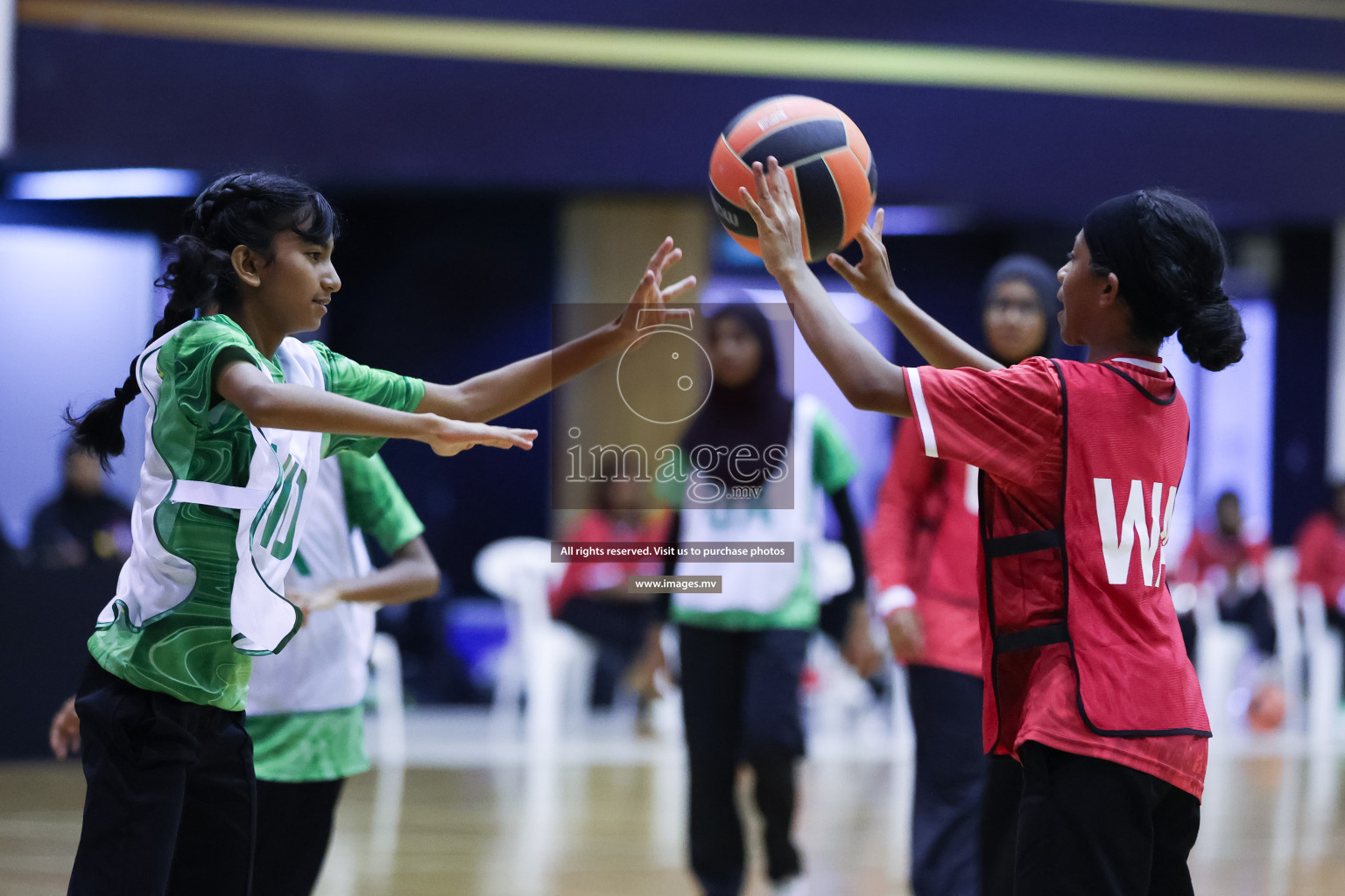 Day 9 of 24th Interschool Netball Tournament 2023 was held in Social Center, Male', Maldives on 4th November 2023. Photos: Hassan Simah / images.mv