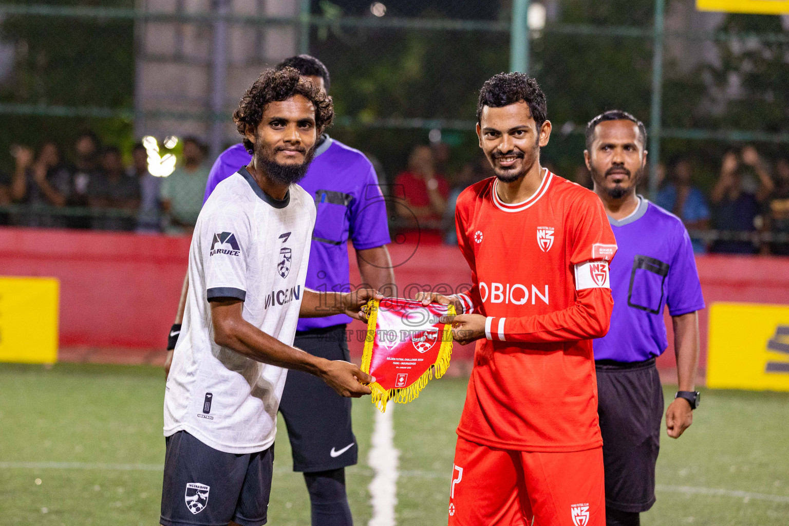 R Fainu vs R Inguraidhoo in Golden Futsal Challenge 2024 was held on Tuesday, 16th January 2024, in Hulhumale', Maldives
Photos: Ismail Thoriq / images.mv