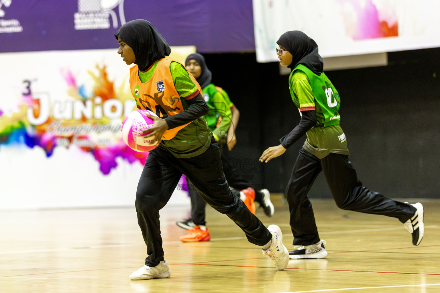 FIONTI A team vs Fionti SC in Day 5 of 3rd Netball Junior Championship, held at Social Center on Thursday 23rd January 2025 . Photos: Shuu Abdul Sattar / images.mv
