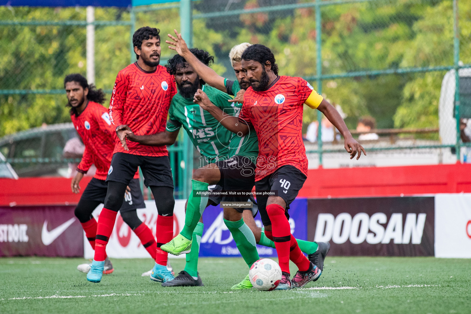 M. Maduvvari vs M. Kolhufushi in Day 6 of Golden Futsal Challenge 2023 on 10 February 2023 in Hulhumale, Male, Maldives