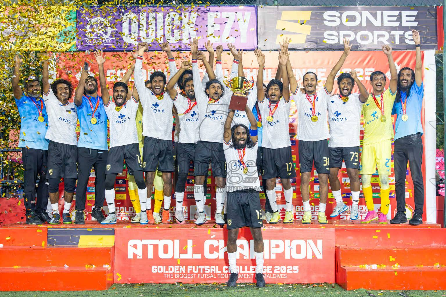 Dh Maaenboodhoo vs Dh Kudahuvadhoo in Dhaalu Atoll Finals in Day 25 of Golden Futsal Challenge 2025 was held on Wednesday , 28th January 2025, in Hulhumale', Maldives. Photos: Ismail Thoriq / images.mv