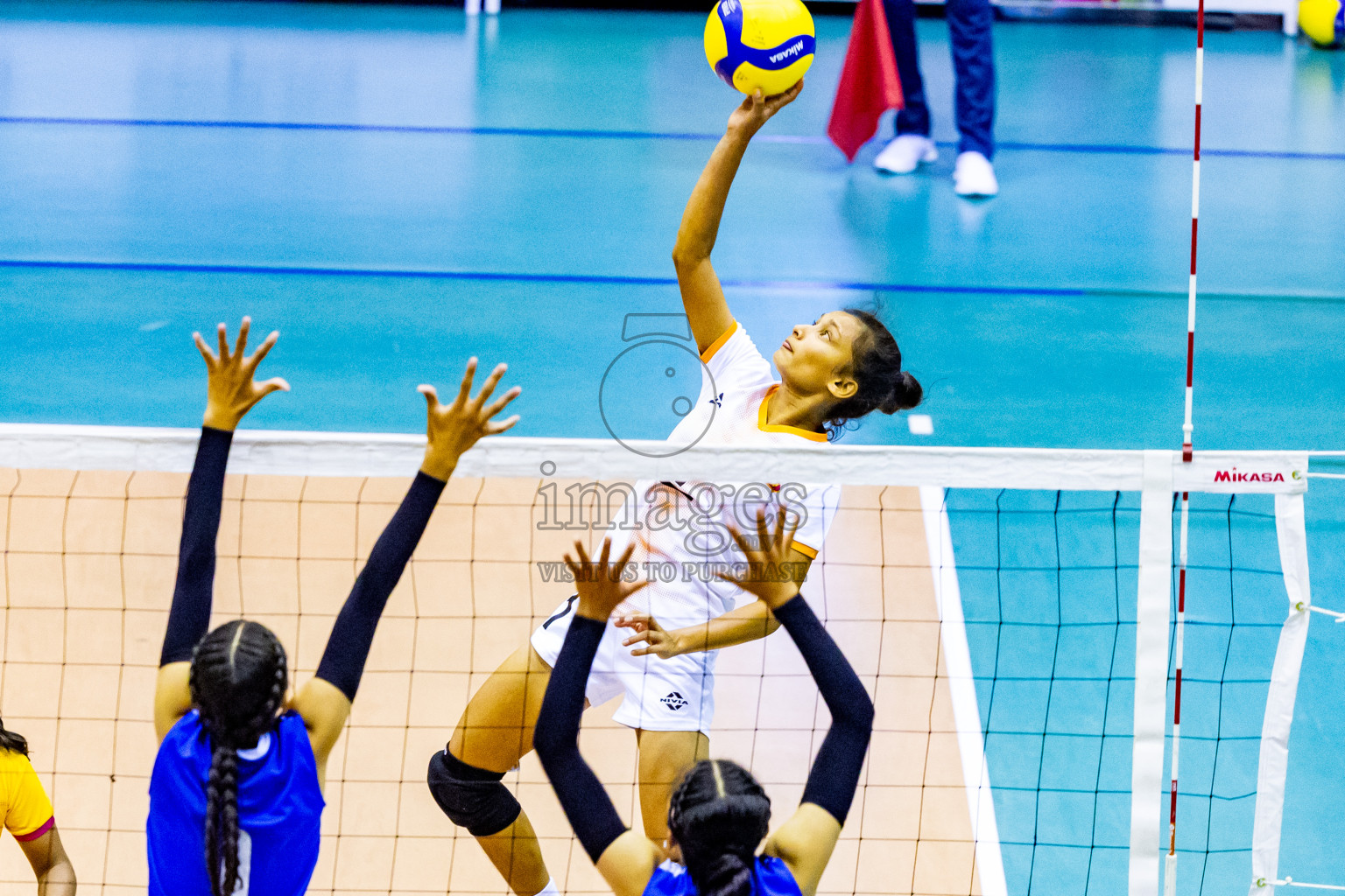 Nepal vs Sri Lanka in Day 1 of CAVA U20 Woman's Volleyball Championship 2024 was held in Social Center, Male', Maldives on 18th July 2024. Photos: Nausham Waheed / images.mv