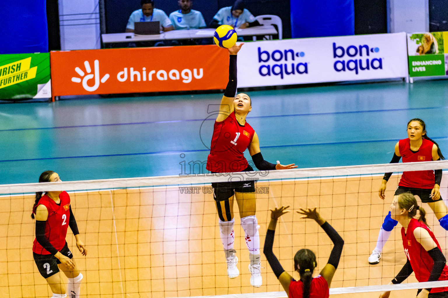 Nepal vs Kyrgyzstan in Day 2 of CAVA U20 Woman's Volleyball Championship 2024 was held in Social Center, Male', Maldives on 19th July 2024. Photos: Nausham Waheed / images.mv