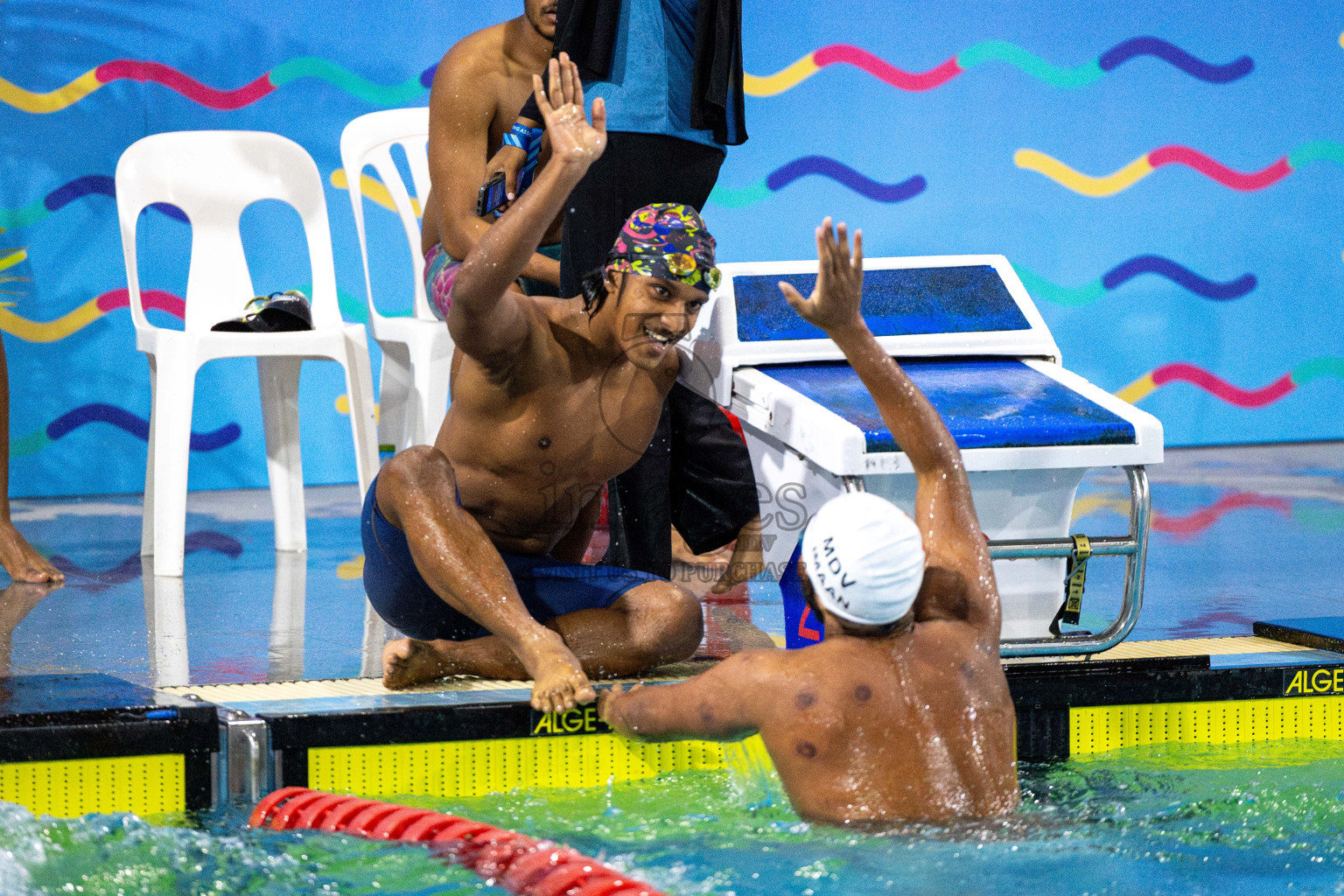 Day 6 of National Swimming Competition 2024 held in Hulhumale', Maldives on Wednesday, 18th December 2024. Photos: Mohamed Mahfooz Moosa / images.mv