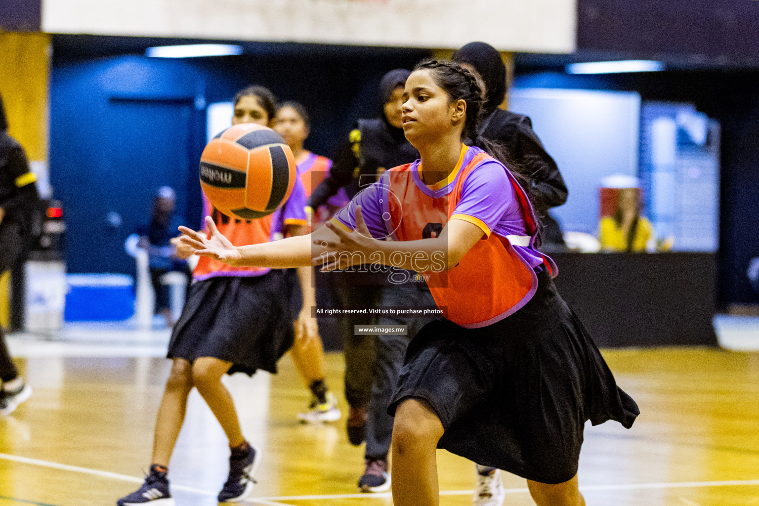 Day 9 of 24th Interschool Netball Tournament 2023 was held in Social Center, Male', Maldives on 4th November 2023. Photos: Hassan Simah / images.mv