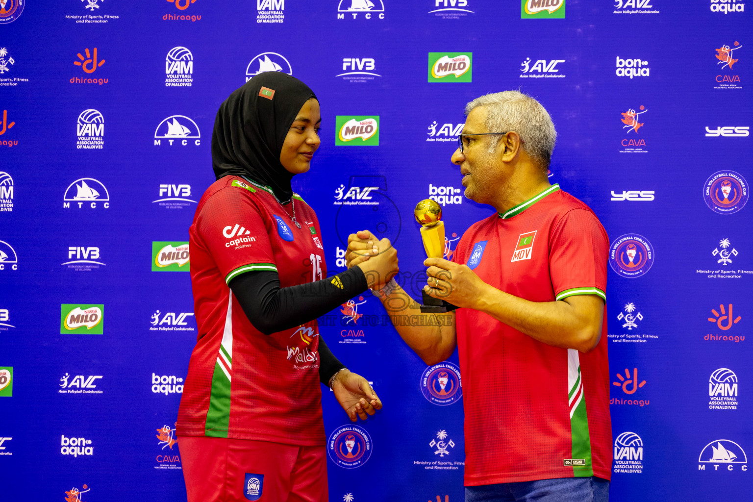 Final of CAVA Woman's Volleyball Challenge Cup 2024 was held in Social Center, Male', Maldives on Wednesday, 11th September 2024. Photos: Nausham Waheed / images.mv