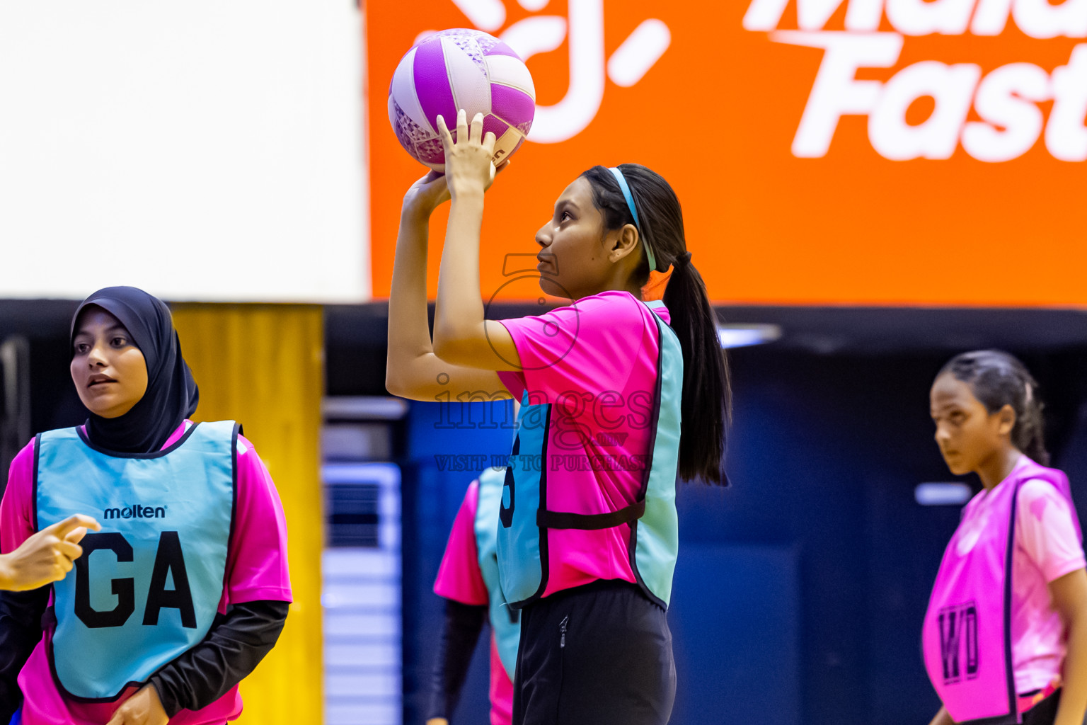 MV netters vs Xenith SC in Day 4 of 24th Milo Netball Association Championship held in Social Center at Male', Maldives on Thursday, 4th September 2025. Photos: Nausham Waheed / images.mv