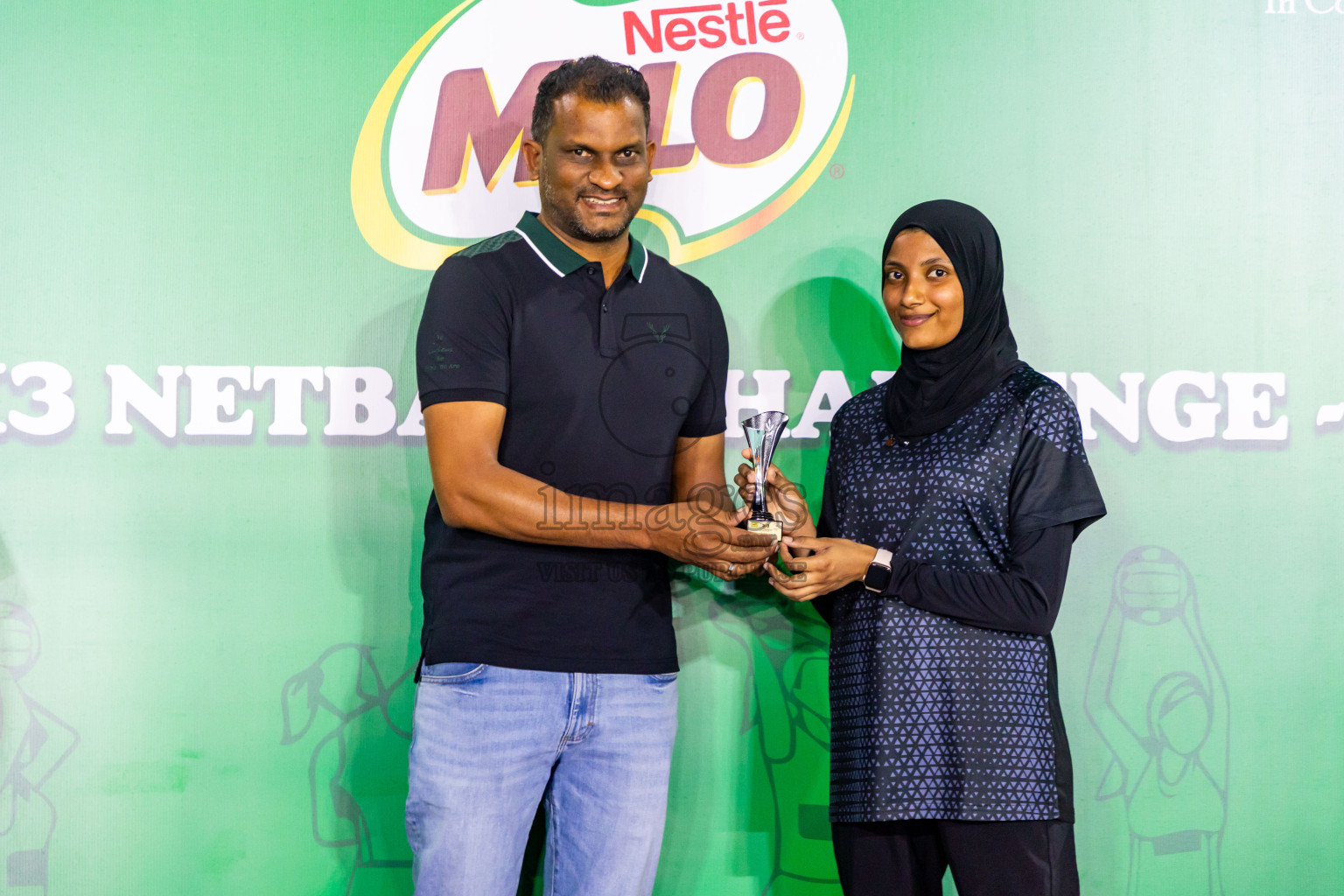 Final of MILO 3x3 Netball Challenge 2024 was held in Ekuveni Netball Court at Male', Maldives on Thursday, 20th March 2024. Photos: Nausham Waheed / images.mv