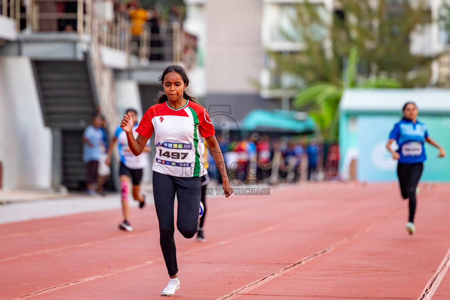 Day 1 of MWSC Interschool Athletics Championships 2024 held in Hulhumale Running Track, Hulhumale, Maldives on Saturday, 9th November 2024. 
Photos by: Hassan Simah / Images.mv