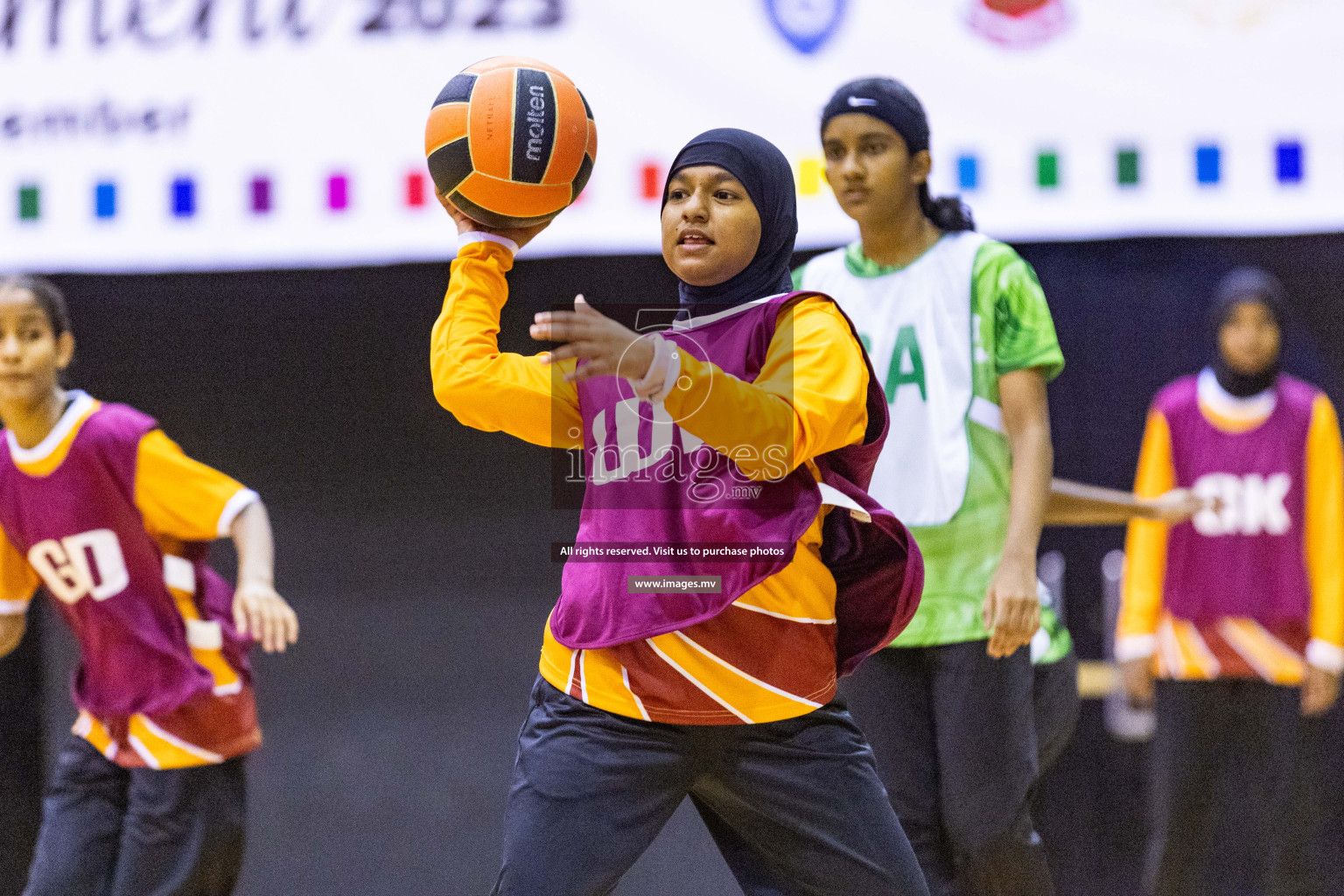 Day3 of 24th Interschool Netball Tournament 2023 was held in Social Center, Male', Maldives on 29th October 2023. Photos: Nausham Waheed, Mohamed Mahfooz Moosa / images.mv