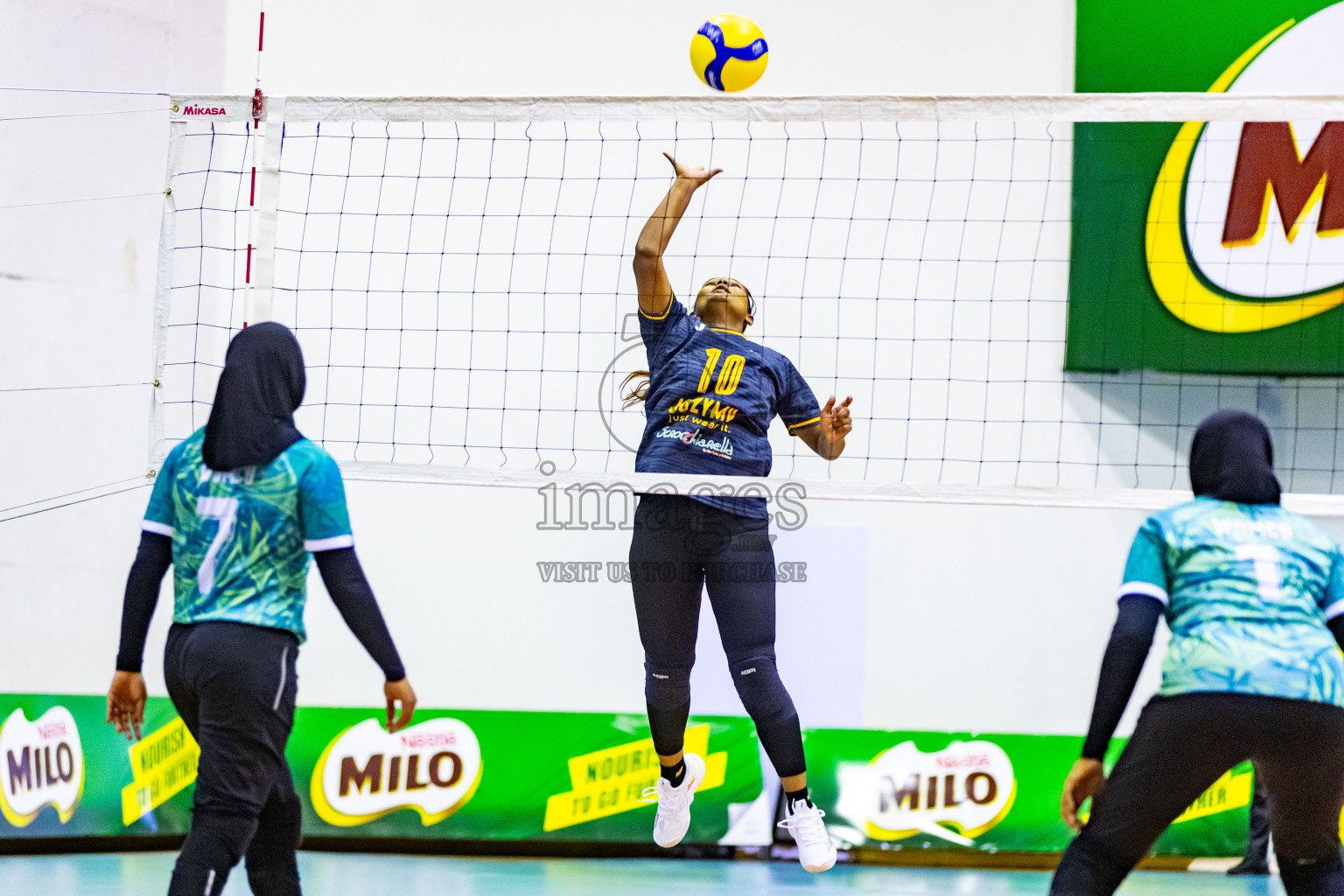 Day 2 of Women's Division of Milo VAM Cup 2024 held in Male', Maldives on Wednesday, 9th July 2024 at Social Center Indoor Hall Photos By: Nausham Waheed / images.mv