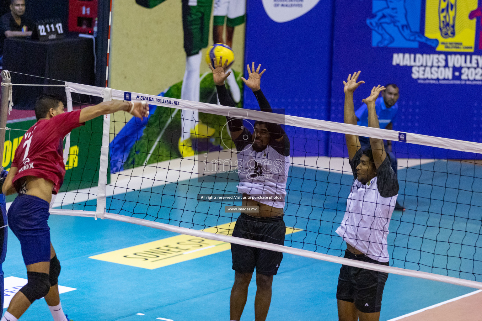 Sports Club City vs Dhivehi Sifainge Club in the Finals of National Volleyball Tournament 2022 on Thursday, 07th July 2022, held in Social Center, Male', Maldives