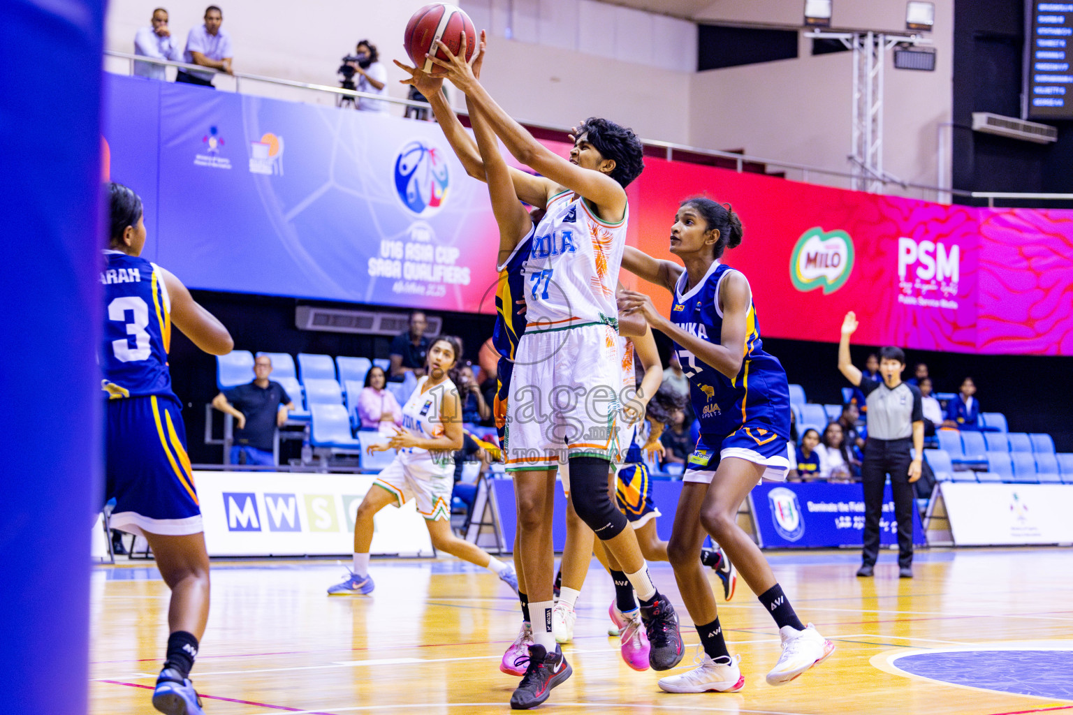 India vs SriLanka in Day 1 of Under 16 Woman's Asian Cup SABA Qualifiers 2025 was held in Social Center, Male', Maldives on 12th June 2025. Photos: Nausham Waheed / images.mv