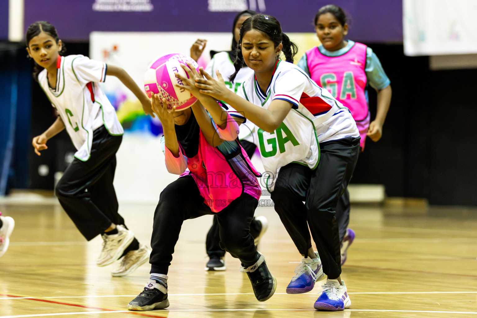 Net Queens vs Netgen B in Day 5 of 3rd Netball Junior Championship, held at Social Center on Thursday 23rd January 2025 . Photos: Shuu Abdul Sattar / images.mv