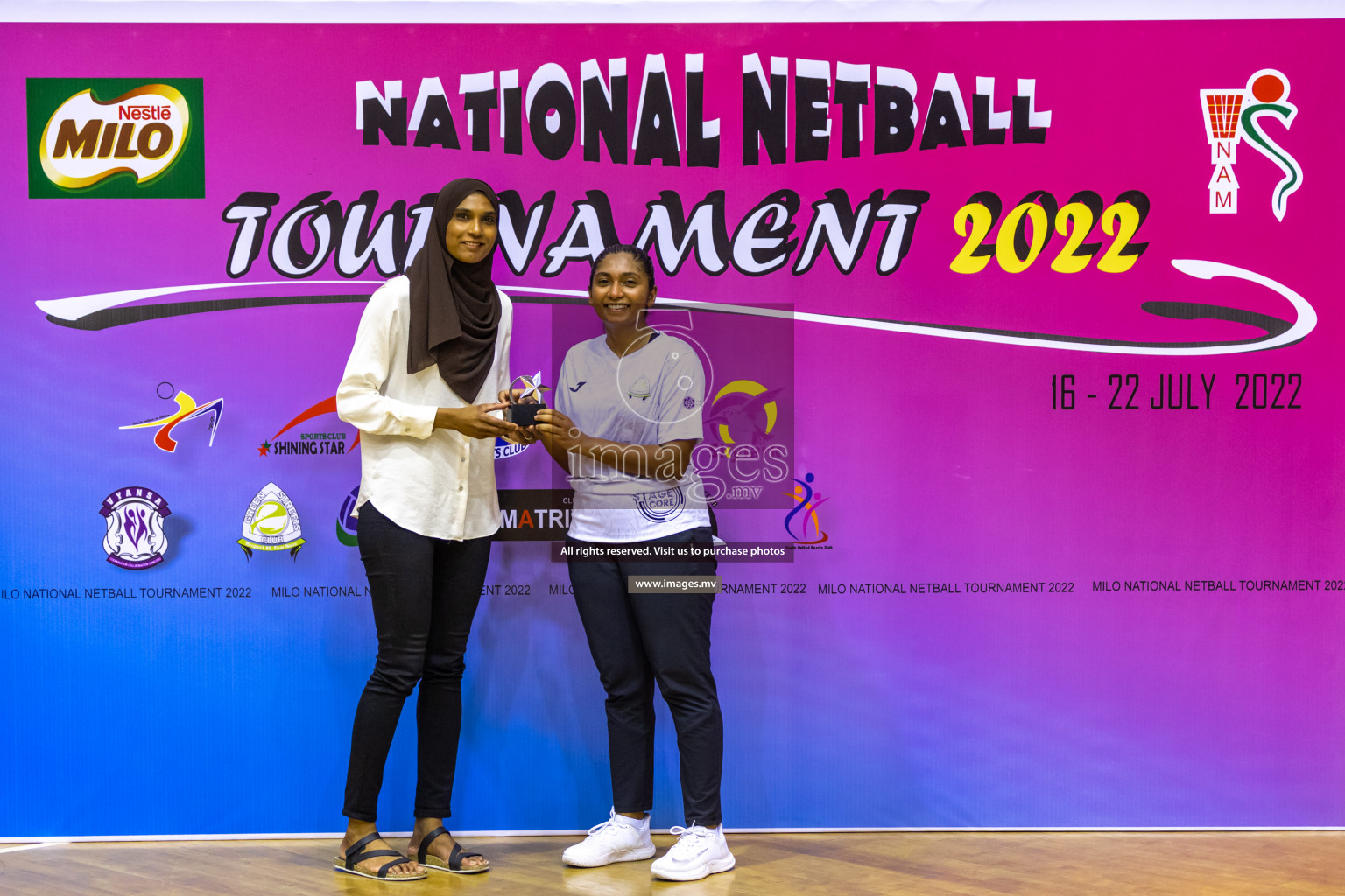 Sports Club Shining Star vs Club Green Streets in the Milo National Netball Tournament 2022 on 17 July 2022, held in Social Center, Male', Maldives. Photographer: Hassan Simah / Images.mv