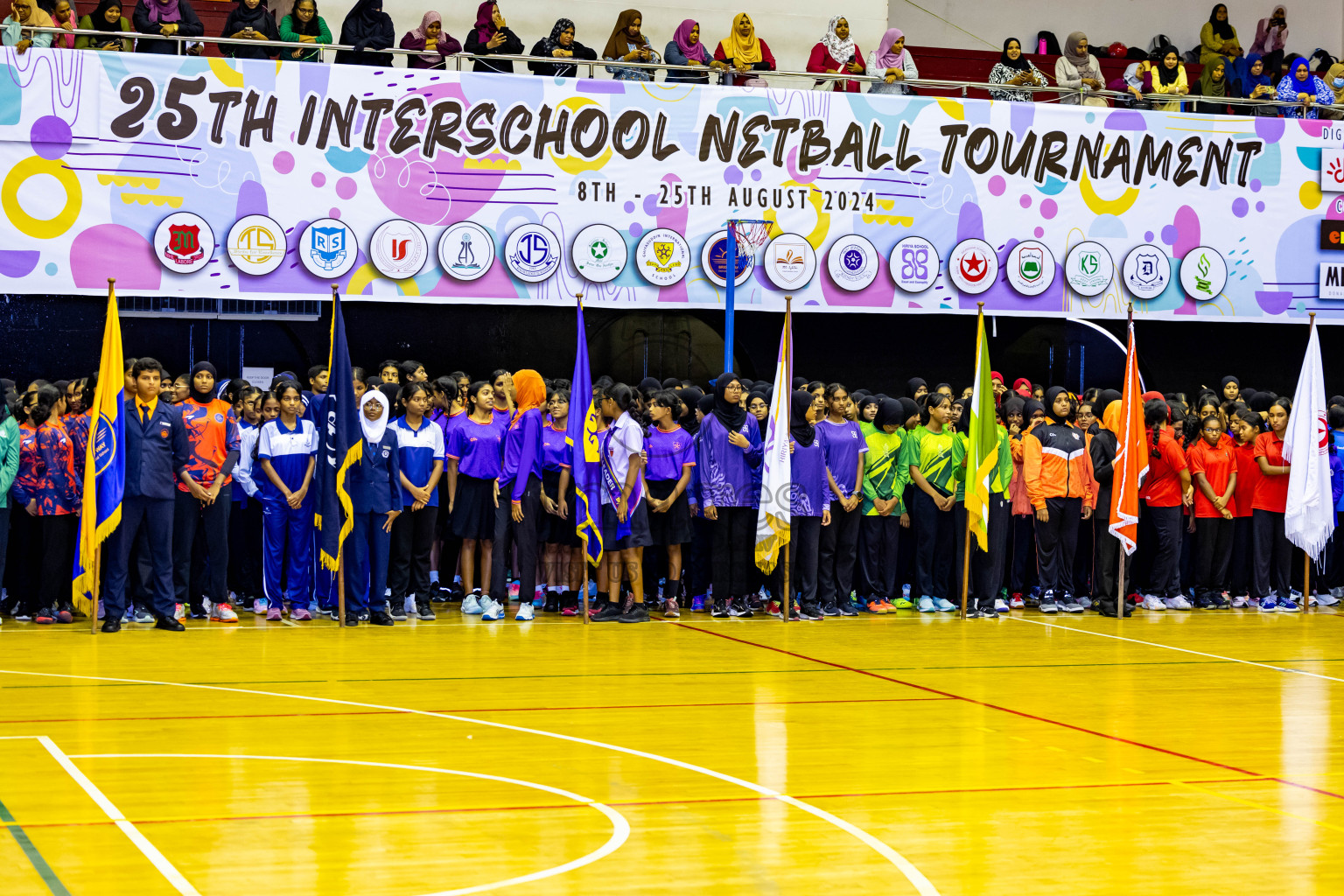 Day 1 of 25th Milo Inter-School Netball Tournament was held in Social Center at Male', Maldives on Thursday, 8th August 2024. Photos: Nausham Waheed / images.mv