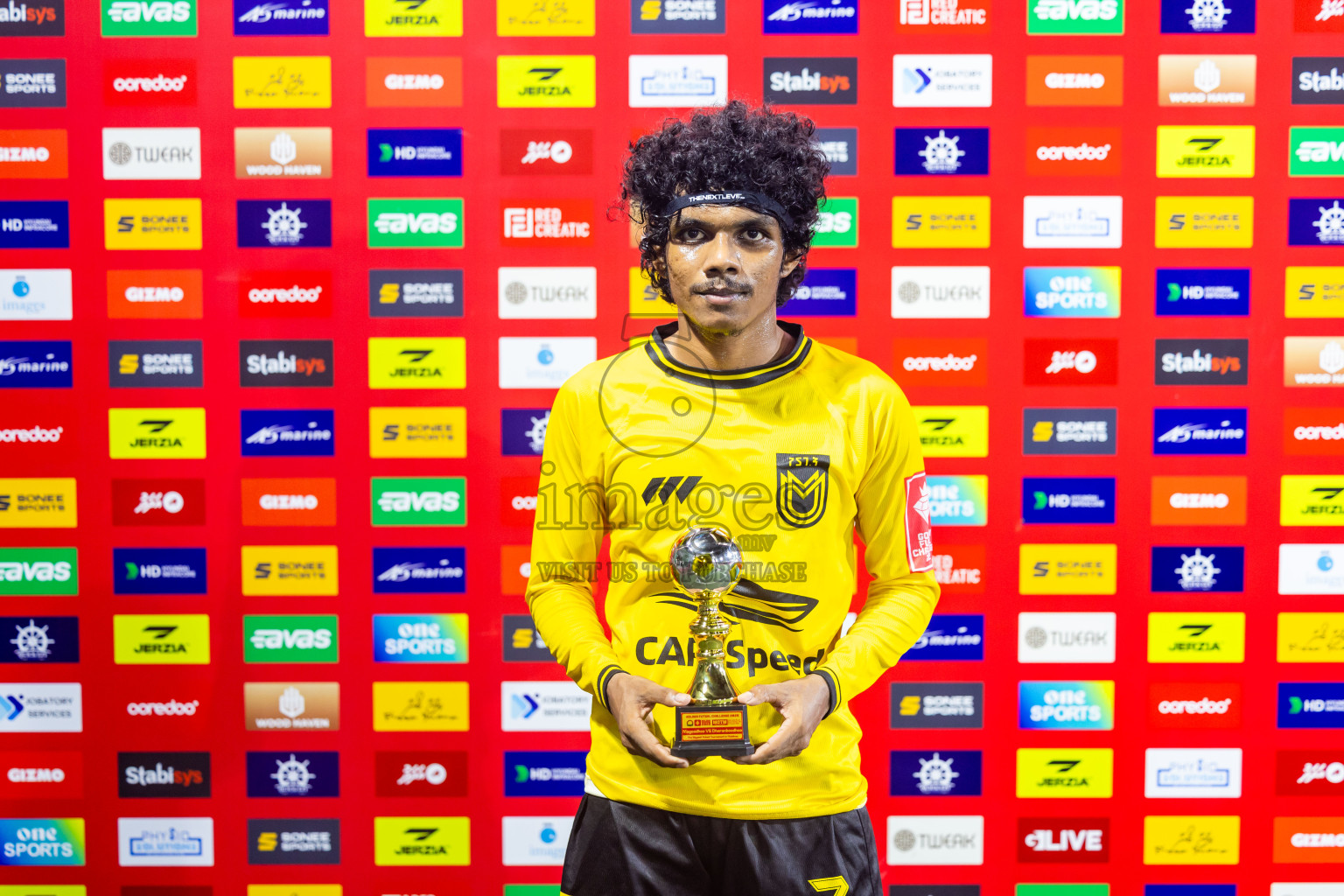 F Magoodhoo vs F Dharanboodhoo in Day 21 of Golden Futsal Challenge 2025 was held on Saturday , 25th January 2025, in Hulhumale', Maldives. Photos: Nausham Waheed / images.mv