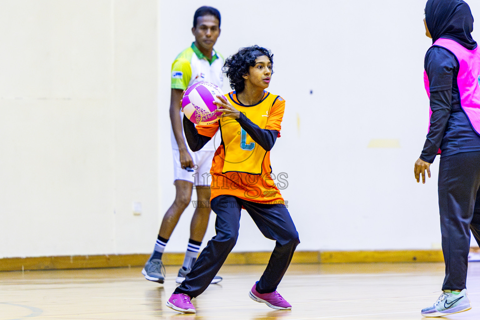 Invicto Sports Club vs United Unity Sports Club in Day 9 of National Netball Tournament 2025 held in Social Center at Male', Maldives on Monday, 26th May 2025. Photos: Nausham Waheed / images.mv