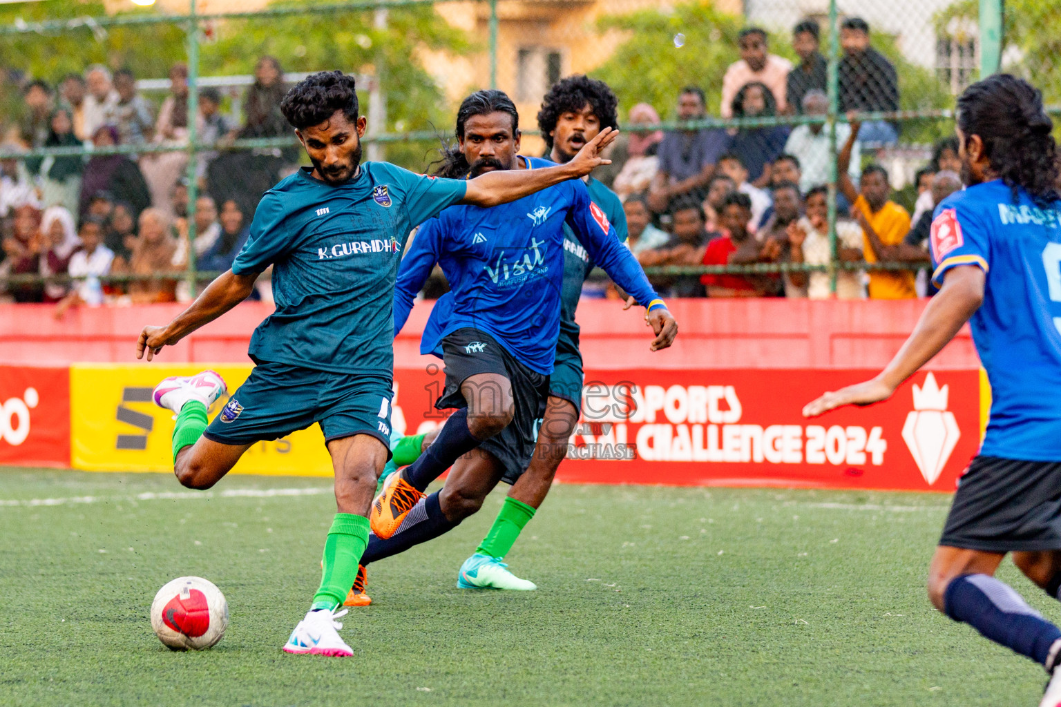 K. Maafushi vs K. Guraidhoo in Day 19 of Golden Futsal Challenge 2024 was held on Friday, 2nd February 2024 in Hulhumale', Maldives 
Photos: Hassan Simah / images.mv