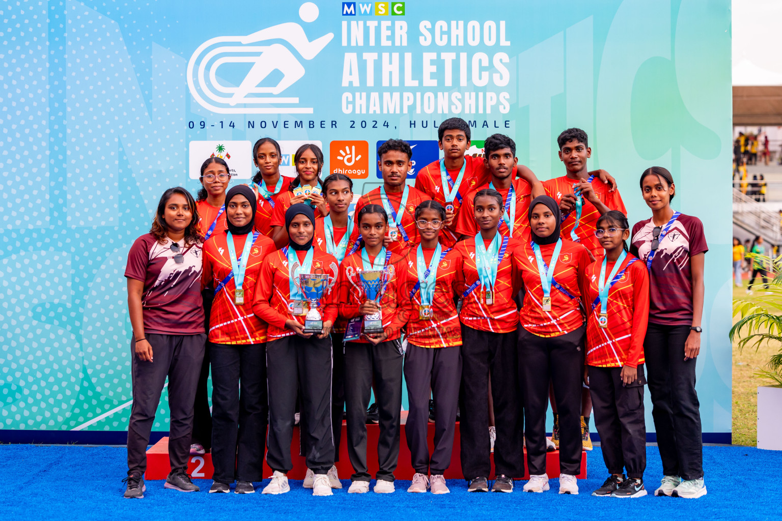 Day 6 of MWSC Interschool Athletics Championships 2024 held in Hulhumale Running Track, Hulhumale, Maldives on Thursday, 14th November 2024. Photos by: Nausham Waheed / Images.mv