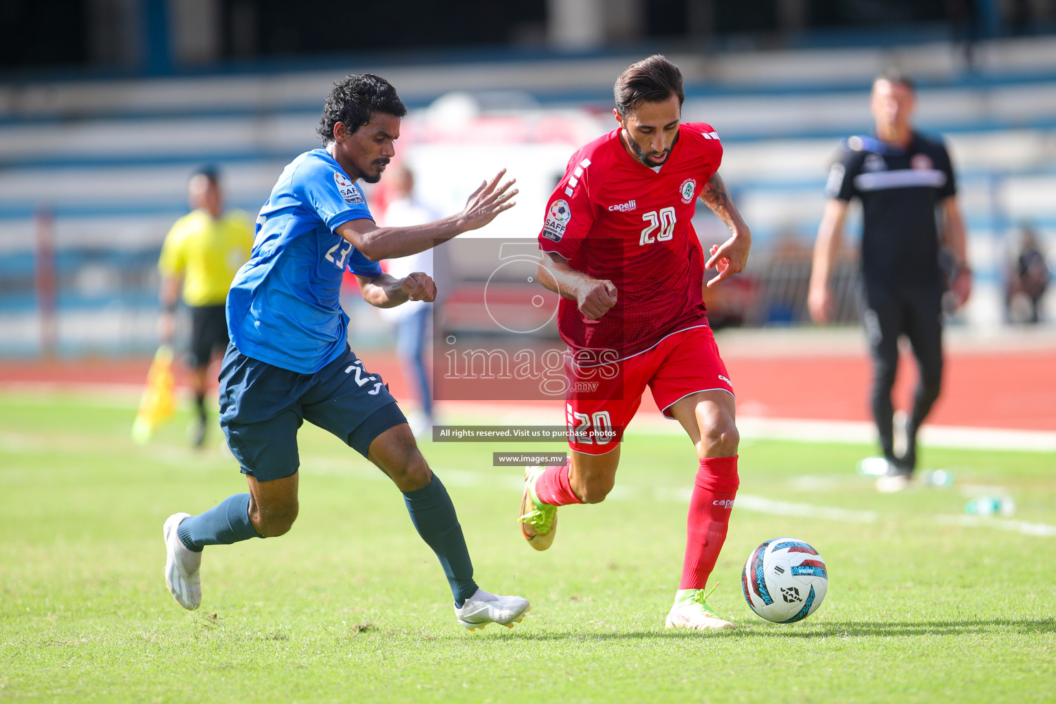 Lebanon vs Maldives in SAFF Championship 2023 held in Sree Kanteerava Stadium, Bengaluru, India, on Tuesday, 28th June 2023. Photos: Nausham Waheed, Hassan Simah / images.mv