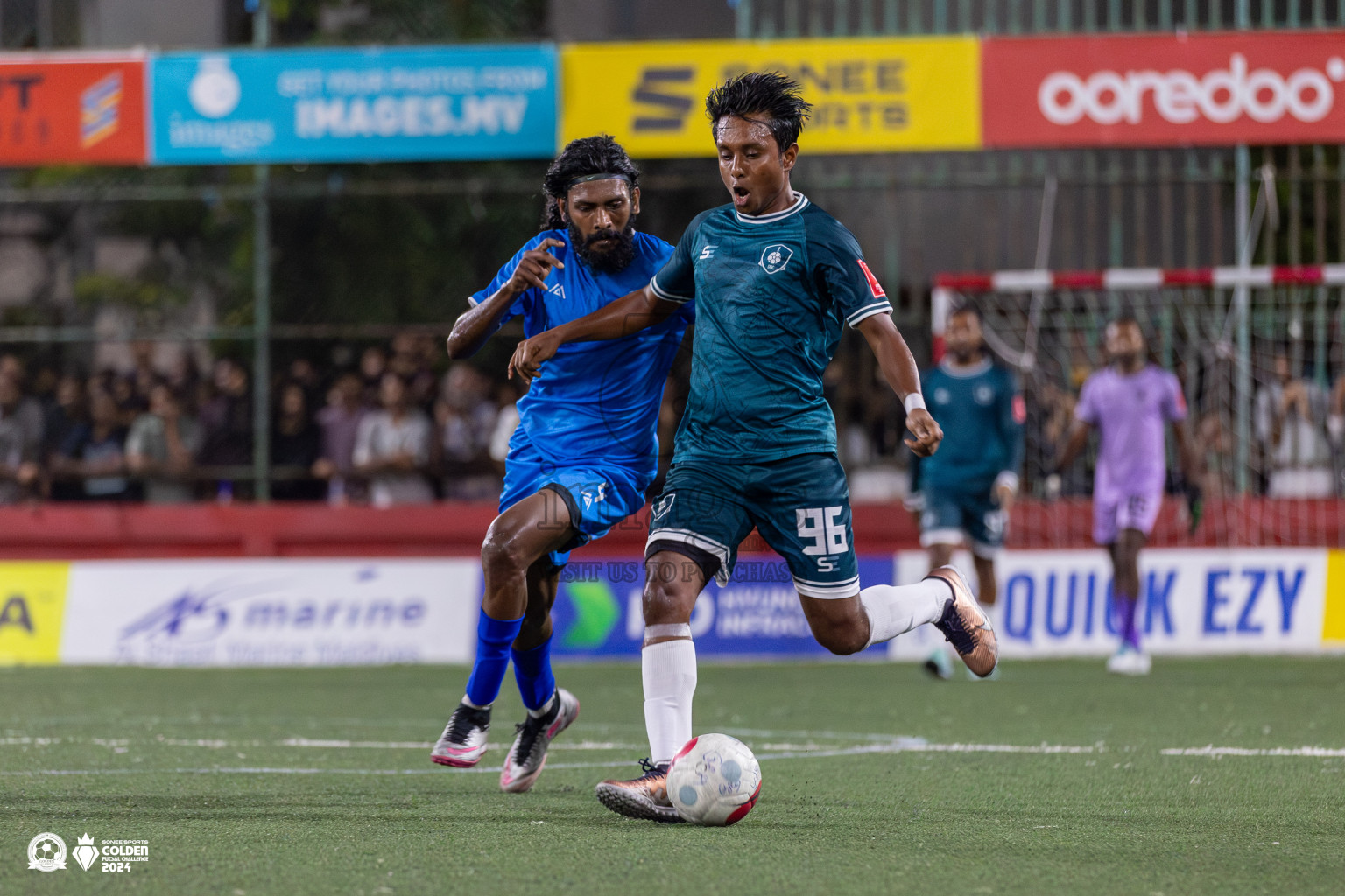 R Dhuvaafaru vs R Alifushi in Day 18 of Golden Futsal Challenge 2024 was held on Thursday, 1st February 2024, in Hulhumale', Maldives Photos: Mohamed Mahfooz Moosa, / images.mv