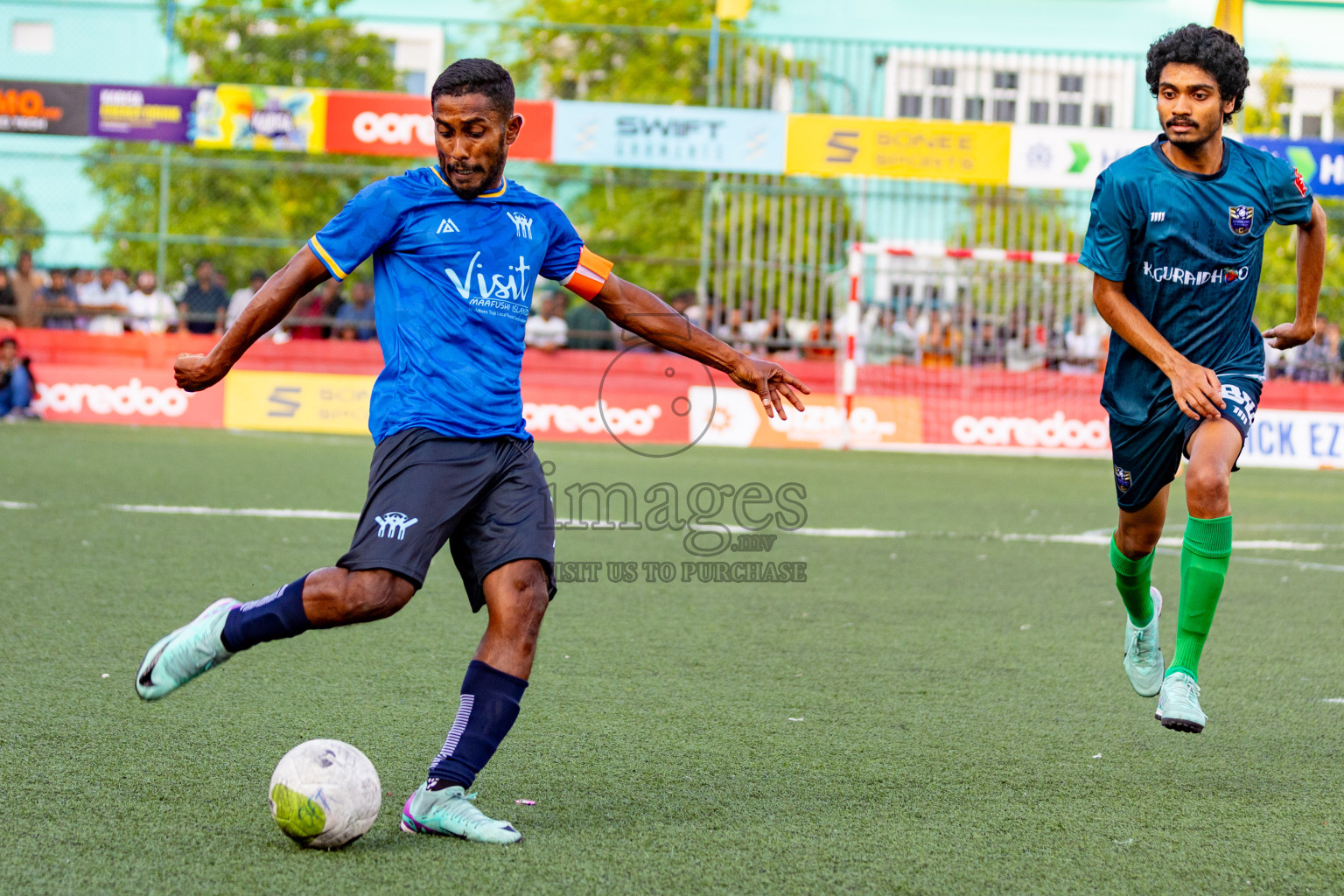 K. Maafushi vs K. Guraidhoo in Day 19 of Golden Futsal Challenge 2024 was held on Friday, 2nd February 2024 in Hulhumale', Maldives 
Photos: Hassan Simah / images.mv