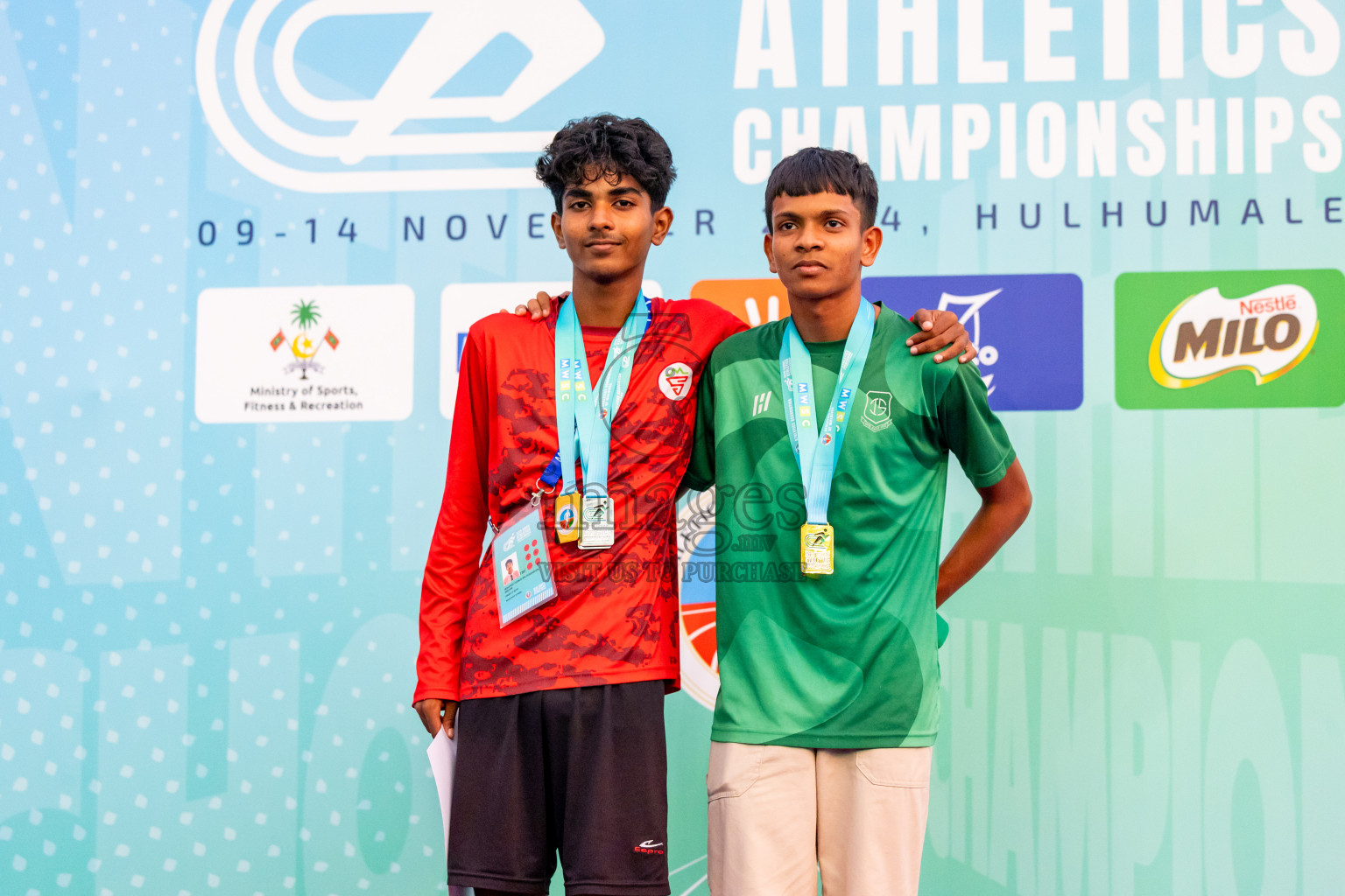 Day 6 of MWSC Interschool Athletics Championships 2024 held in Hulhumale Running Track, Hulhumale, Maldives on Thursday, 14th November 2024. Photos by: Nausham Waheed / Images.mv