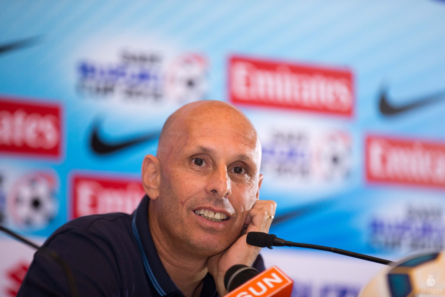 Indian coach addresses to the media ahead of the SAFF Suzuki Cup  finals in Thiruvananthapuram, India, Thursday, January. 2, 2015.(Images.mv Photo/ Hussain Sinan).